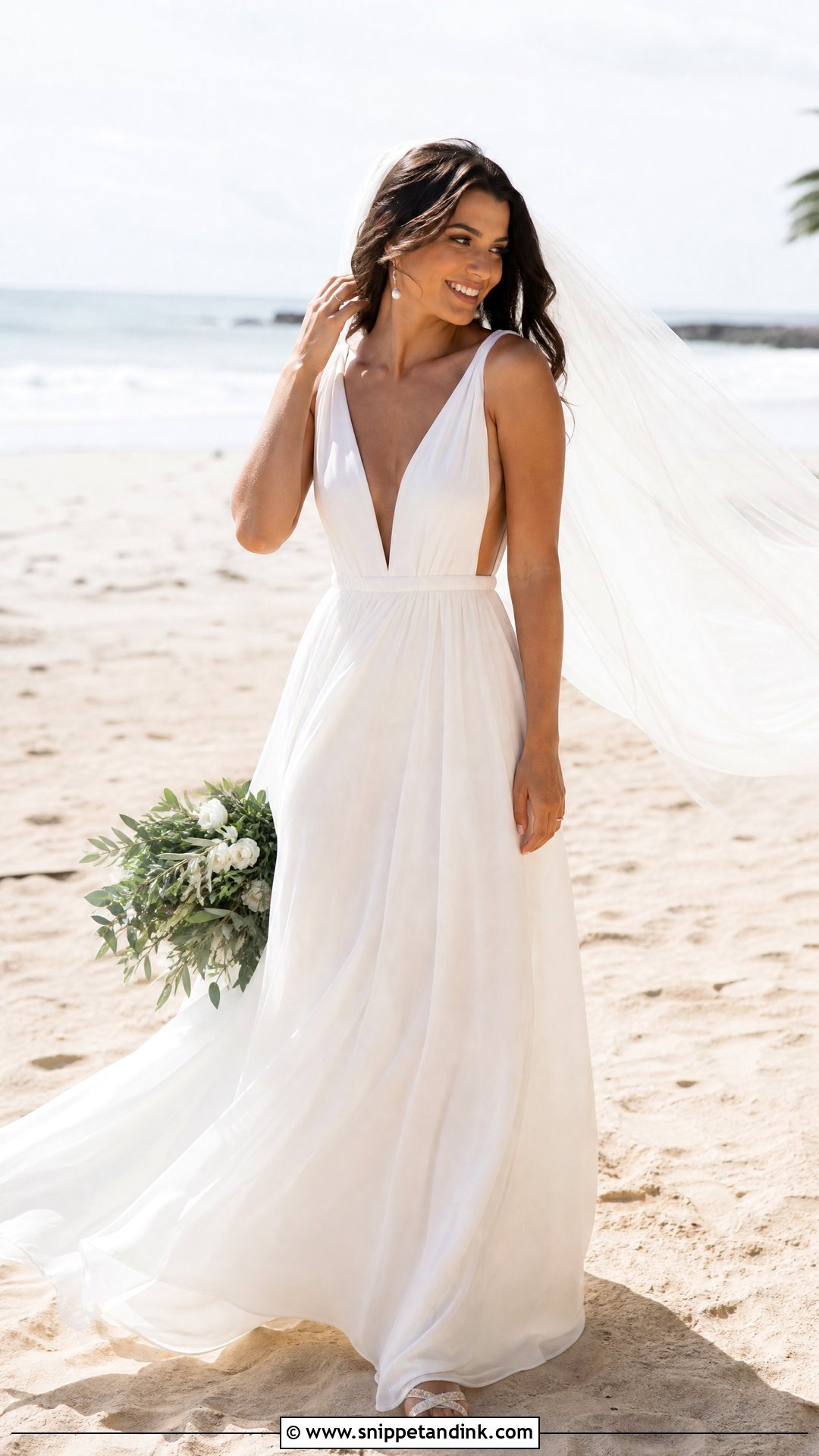 Deep V Beach Wedding Dress - Snippet and Ink - 25 Deep V Wedding Dress Ideas