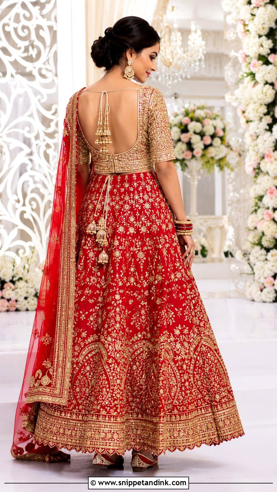 Deep V Bridal Blouse Back - Snippet and Ink - 20 Bridal Blouse Back Designs