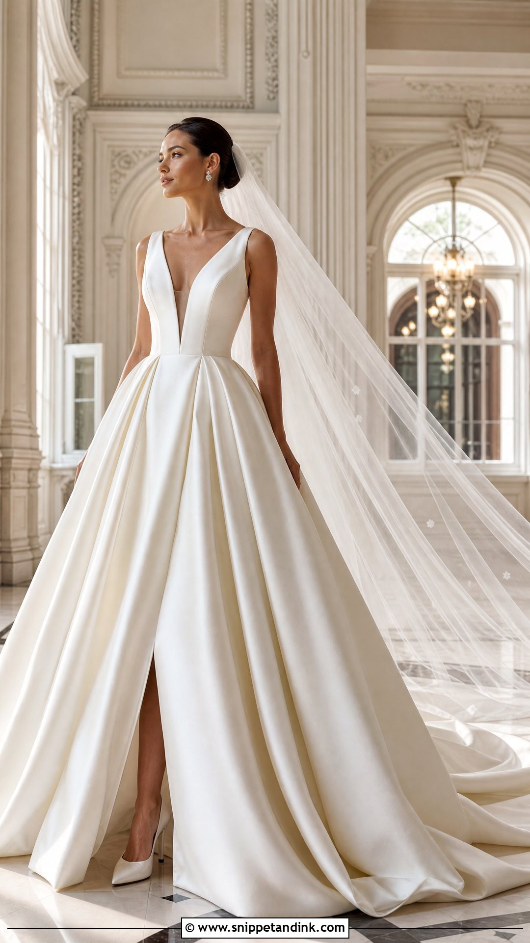 Deep V Neck Ball Gown Wedding Dress - Snippet and Ink - 20 V Neckline Wedding Dress Ideas