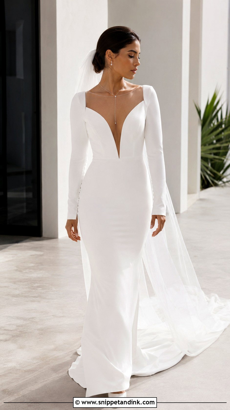 Deep V Neck Bodycon Wedding Dress - Snippet and Ink - 20 Bodycon Wedding Dresses