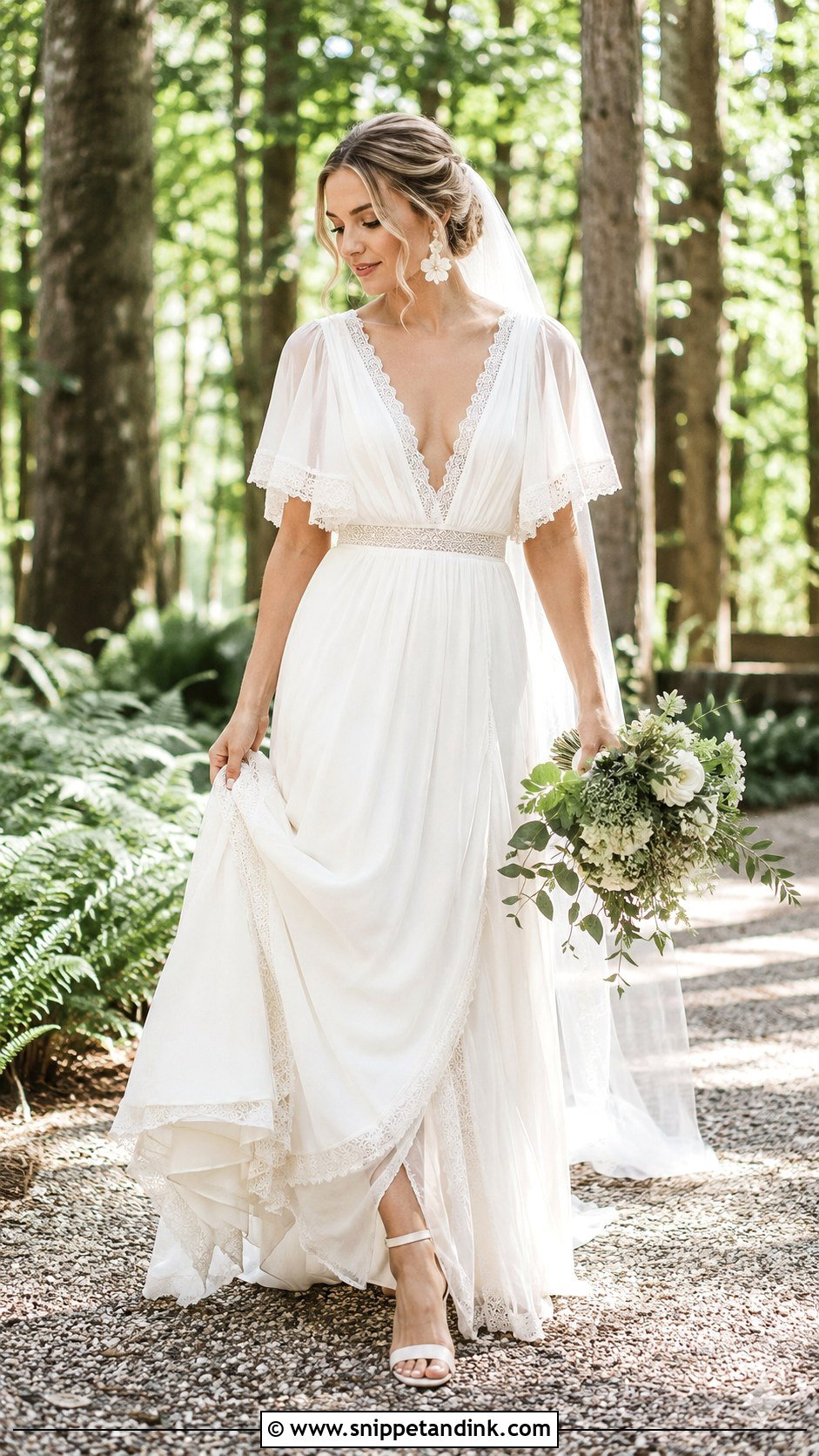 Deep V Neck Boho Wedding Dress - Snippet and Ink - 20 Deep V Neck Wedding Dress Ideas