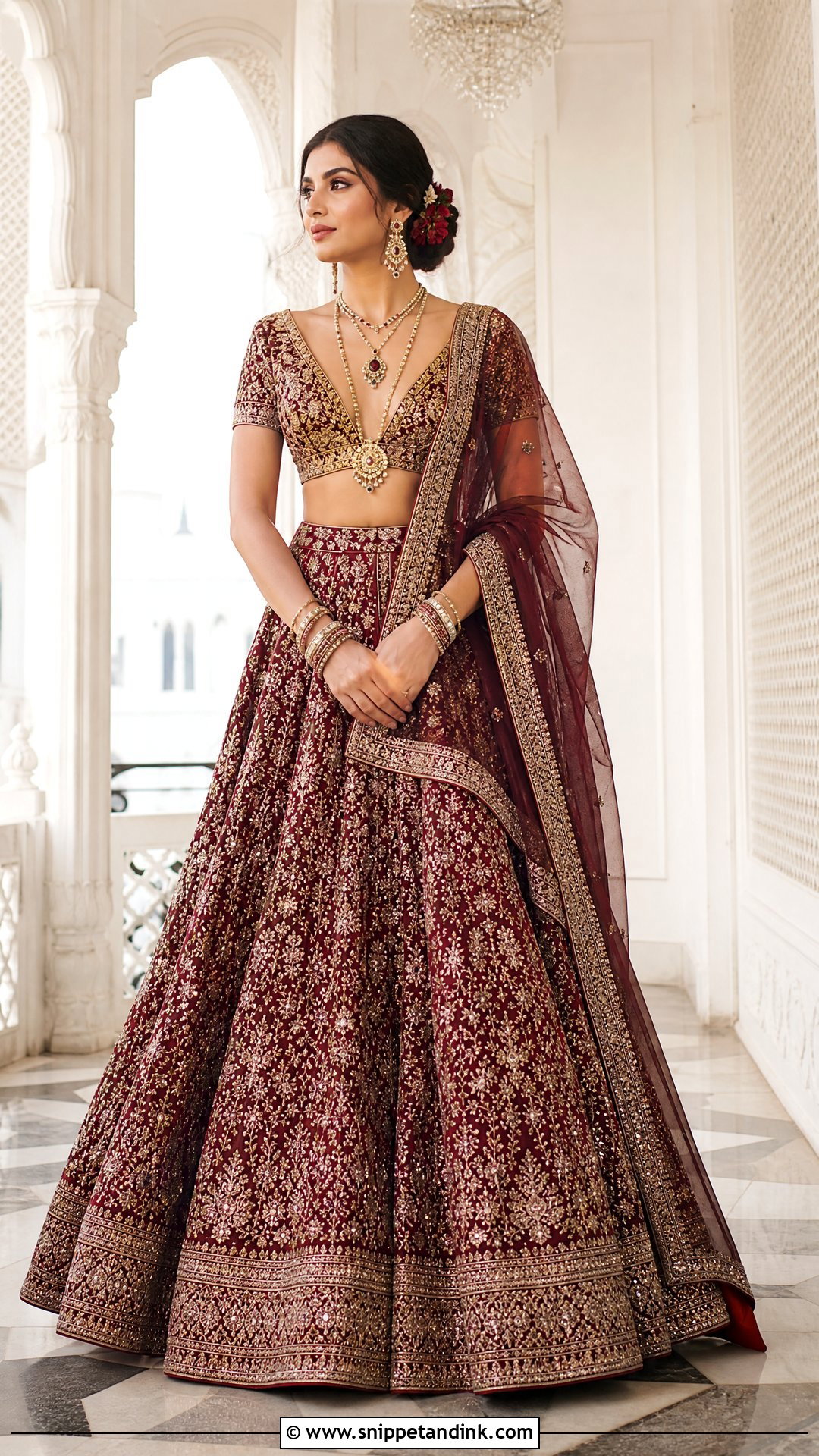 Deep V Neck Bridal Blouse Design - Snippet and Ink - 20 Latest Bridal Blouse Neck Designs