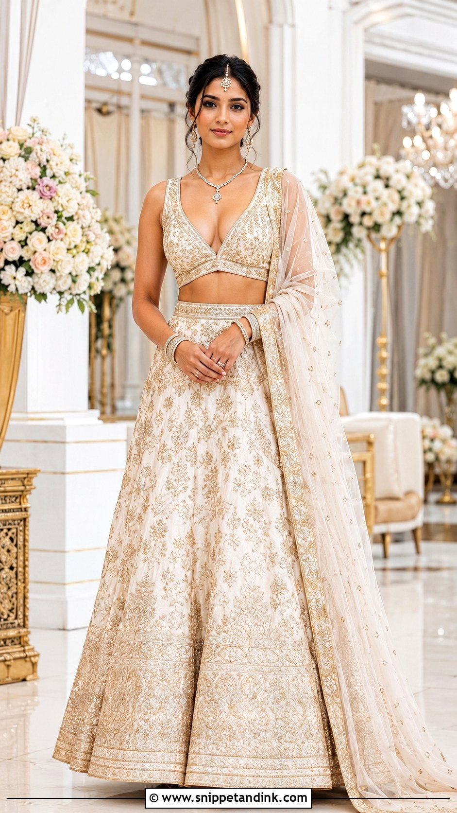 Deep V Neck Bridal Lehenga Blouse - Snippet and Ink - 20 Bridal Lengha Blouse Designs