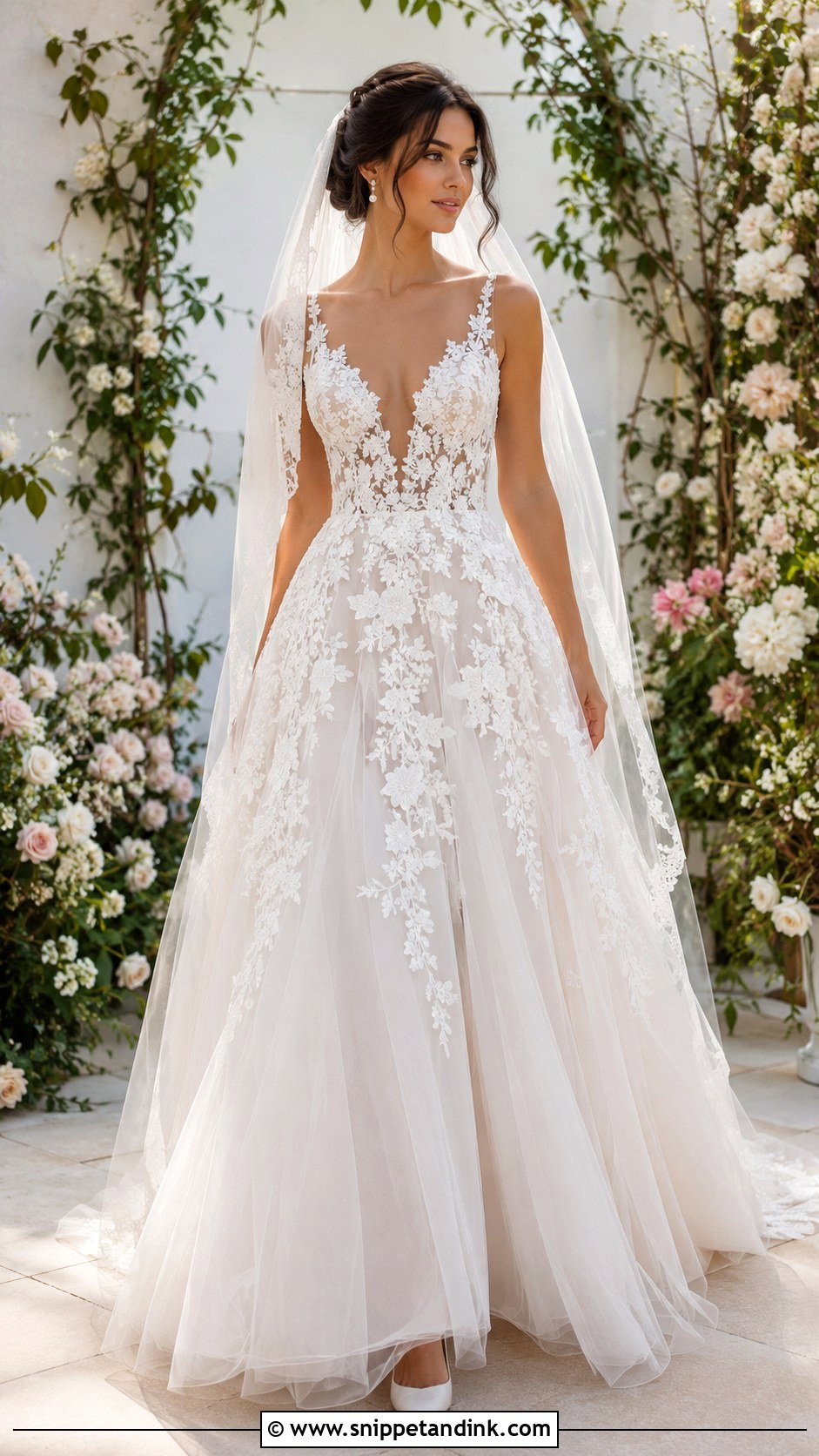 Deep V Neck Lace Wedding Dress - Snippet and Ink - 20 Deep V Neck Wedding Dress Ideas