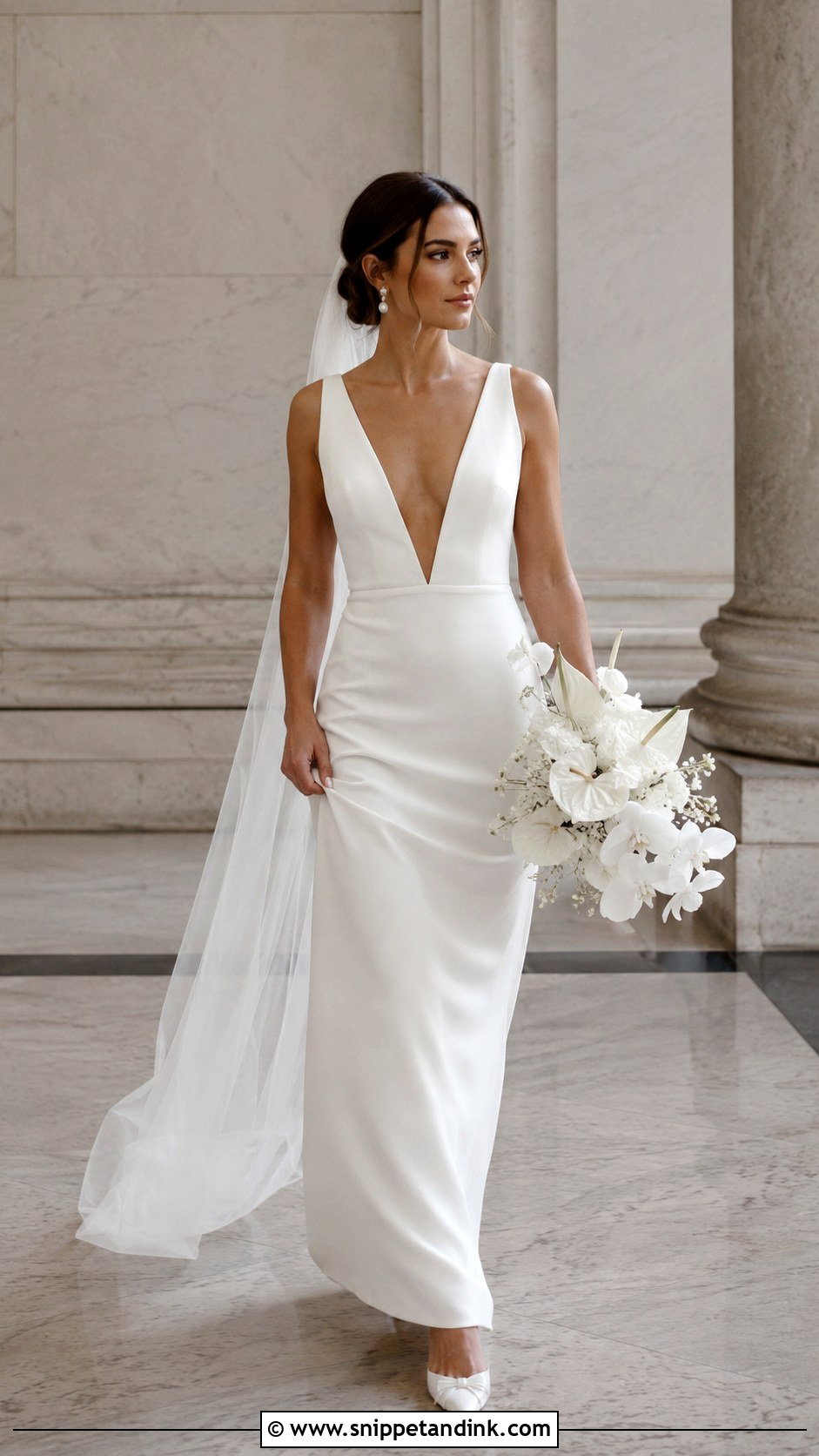 Deep V Neck Minimalist Wedding Dress - Snippet and Ink - 20 Deep V Neck Wedding Dress Ideas