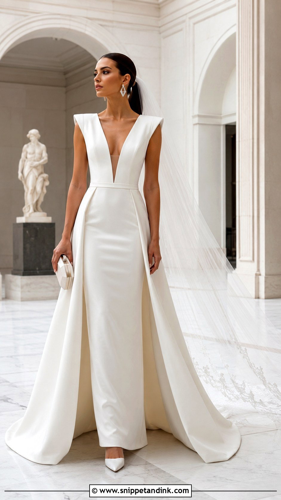 Deep V Neck Modern Wedding Dress - Snippet and Ink - 20 Deep V Neck Wedding Dress Ideas
