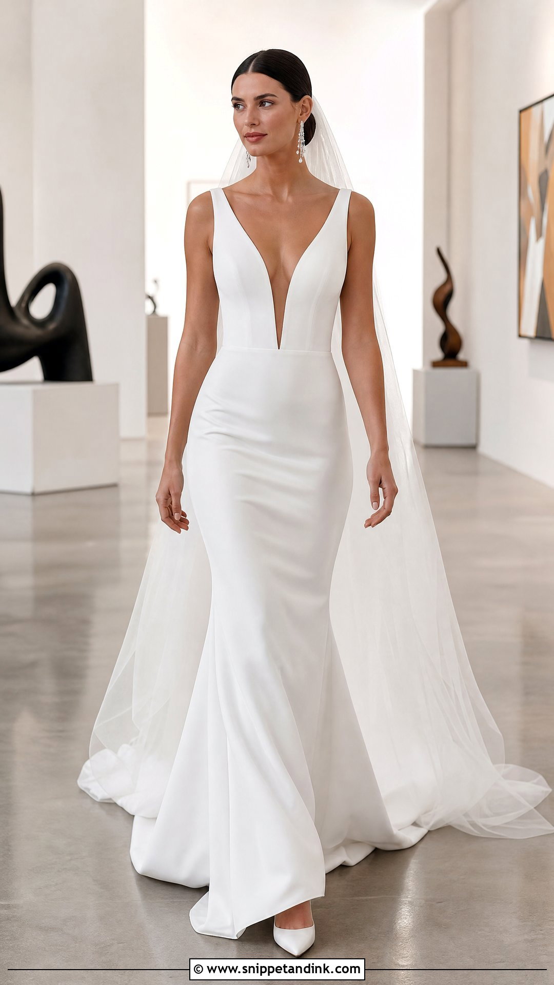 Deep V Neck Soft Dramatic Wedding Dress - Snippet and Ink - 20 Soft Dramatic Wedding Dress Ideas
