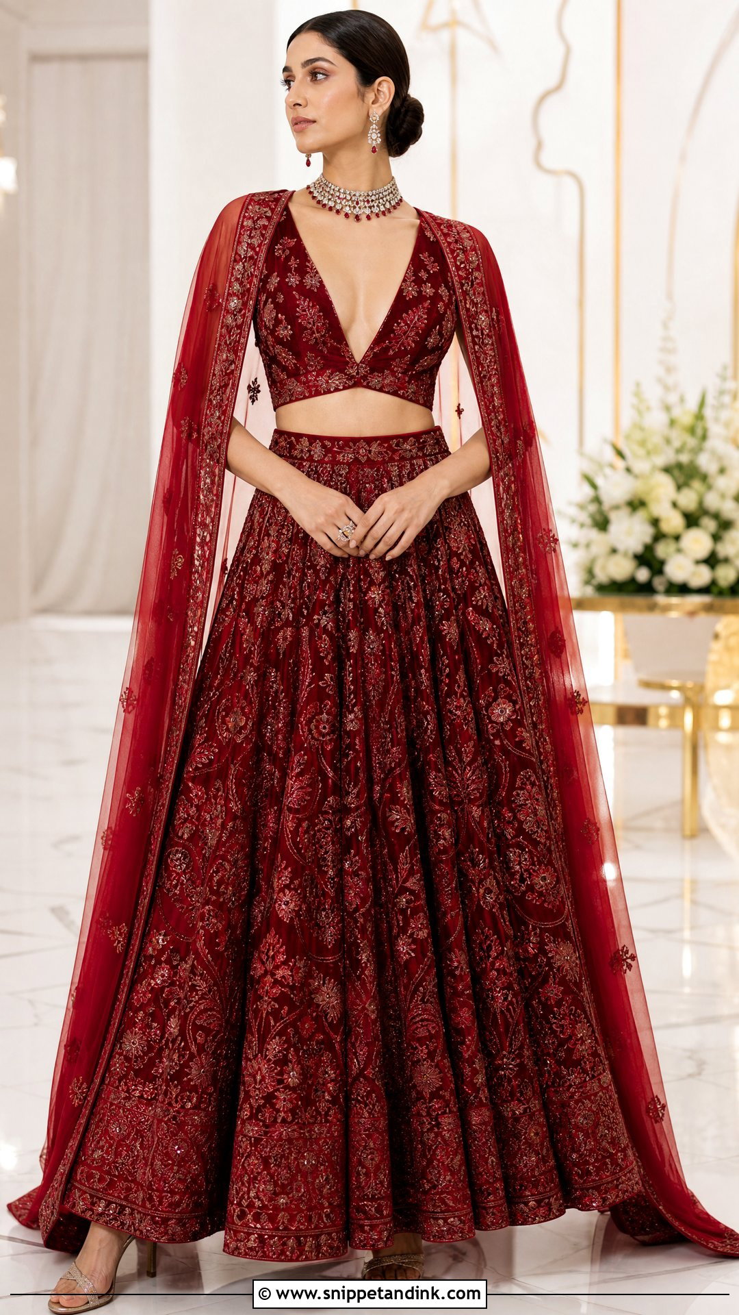 Deep V Neck Wedding Blouse Design - Snippet and Ink - 20 Wedding Blouse Design Ideas