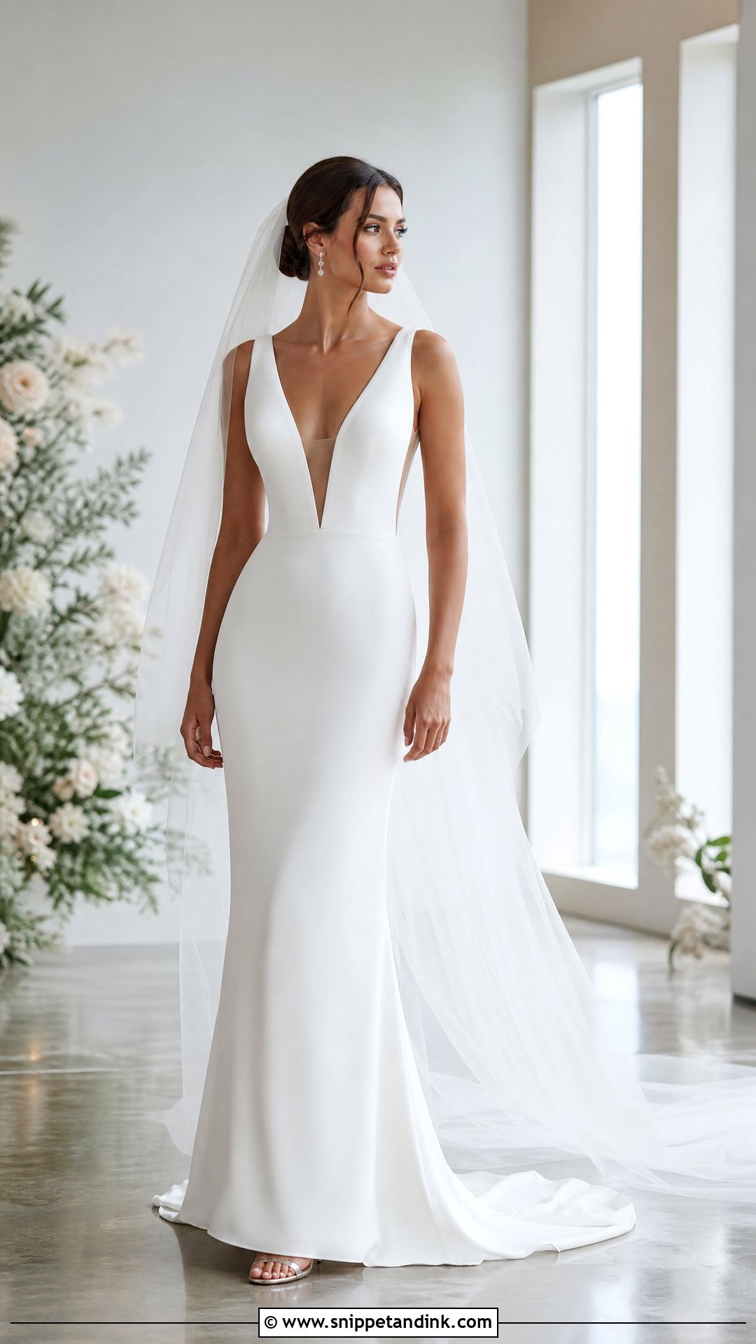 Deep V Neck Wedding Dress - Snippet and Ink - 25 Revealing Wedding Dress Ideas