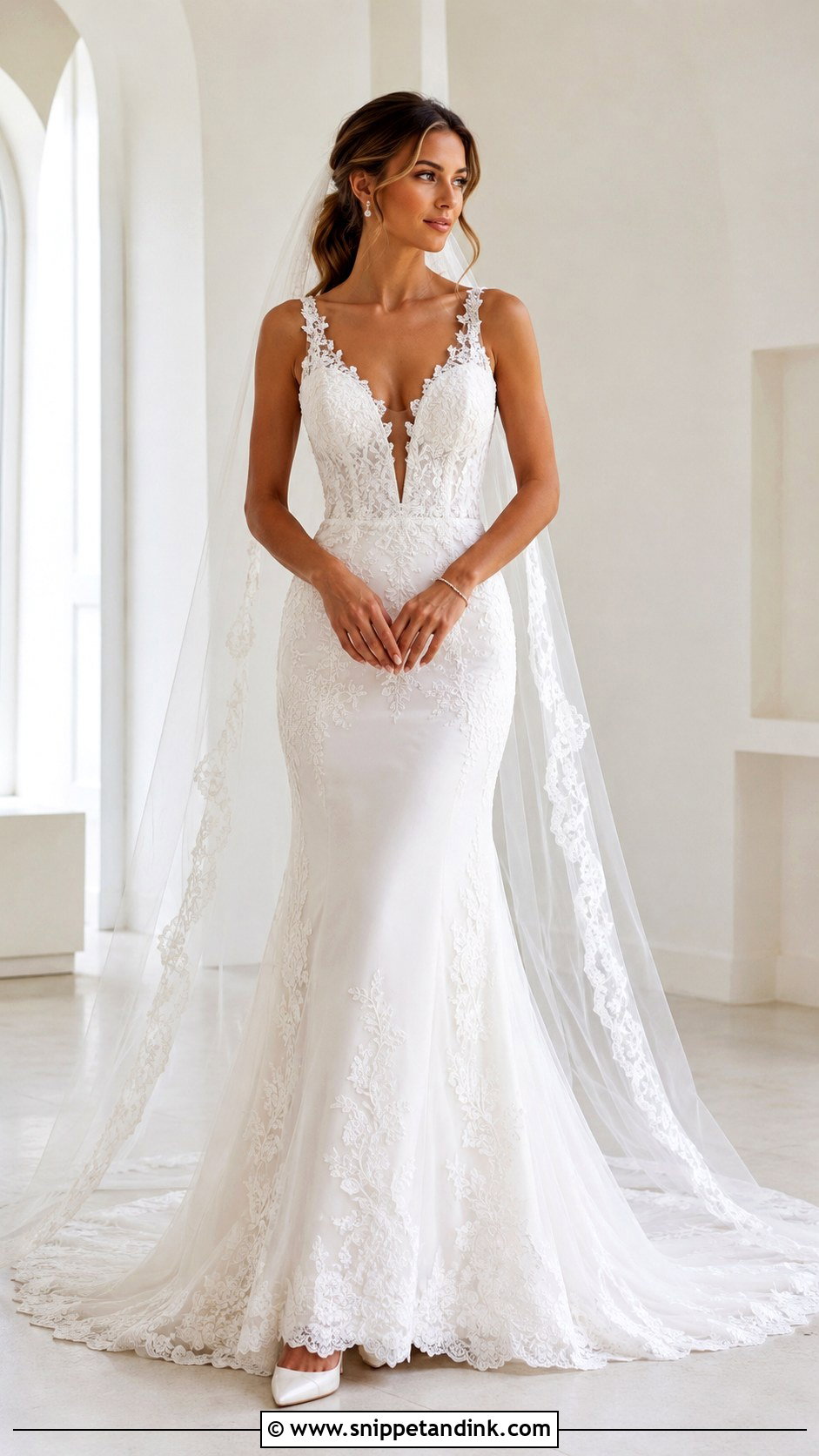 Deep V Neck Wedding Dress - Snippet and Ink - 20 2010s Wedding Dress Ideas