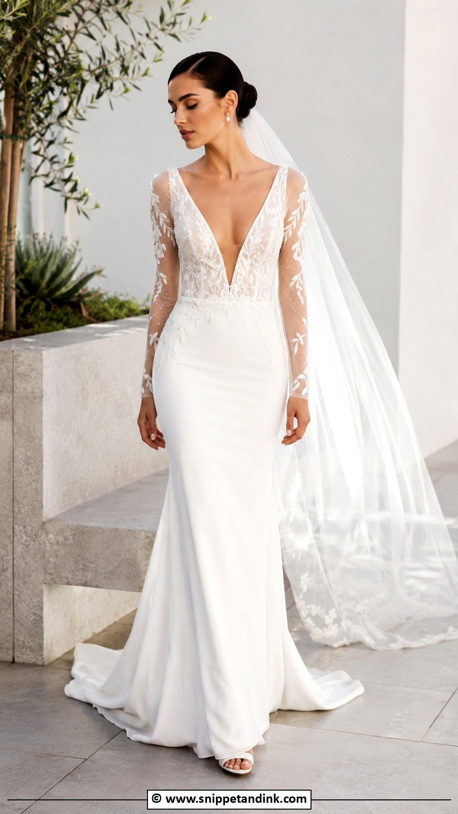 Deep V Neck Wedding Dress - Snippet and Ink - 30 V Neck Wedding Dress Ideas