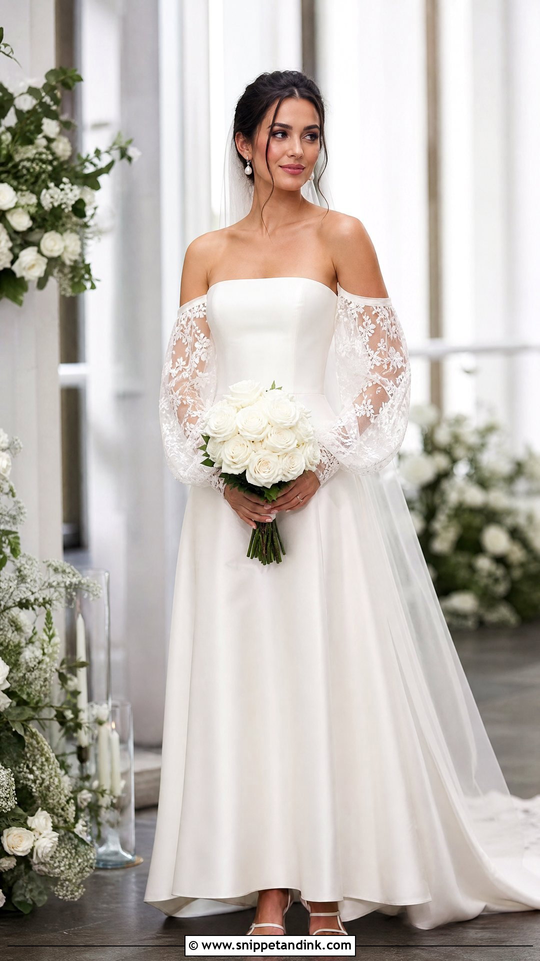 Delicate Detachable Sleeve Wedding Dress - Snippet and Ink - 25 Delicate Wedding Dress Ideas