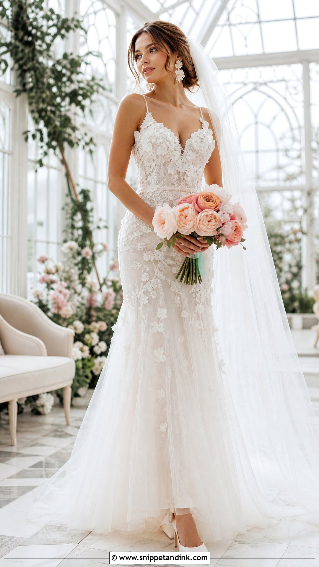Delicate Floral Applique Wedding Dress - Snippet and Ink - 25 Delicate Wedding Dress Ideas