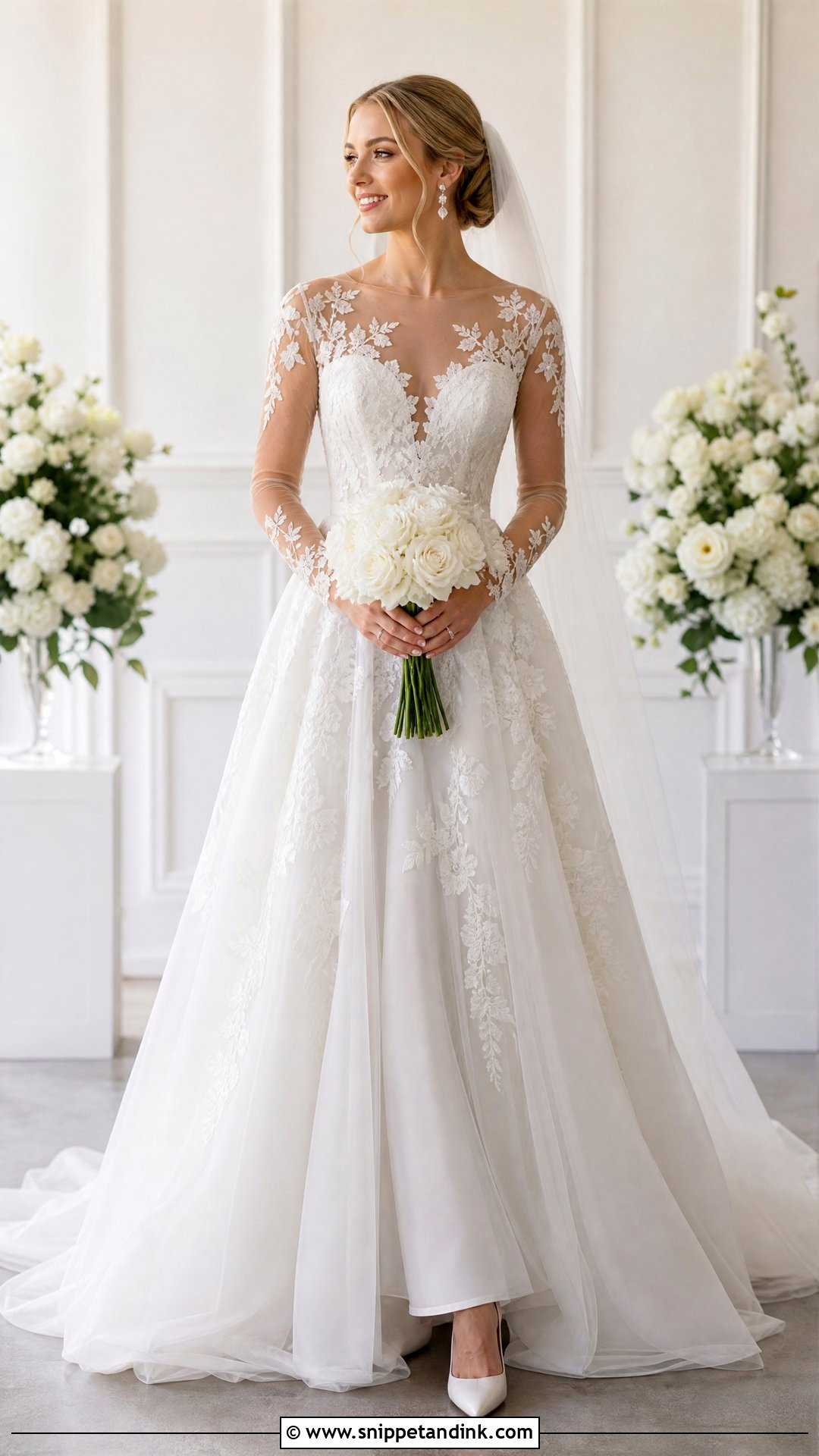 Delicate Illusion Neckline Wedding Dress - Snippet and Ink - 25 Delicate Wedding Dress Ideas