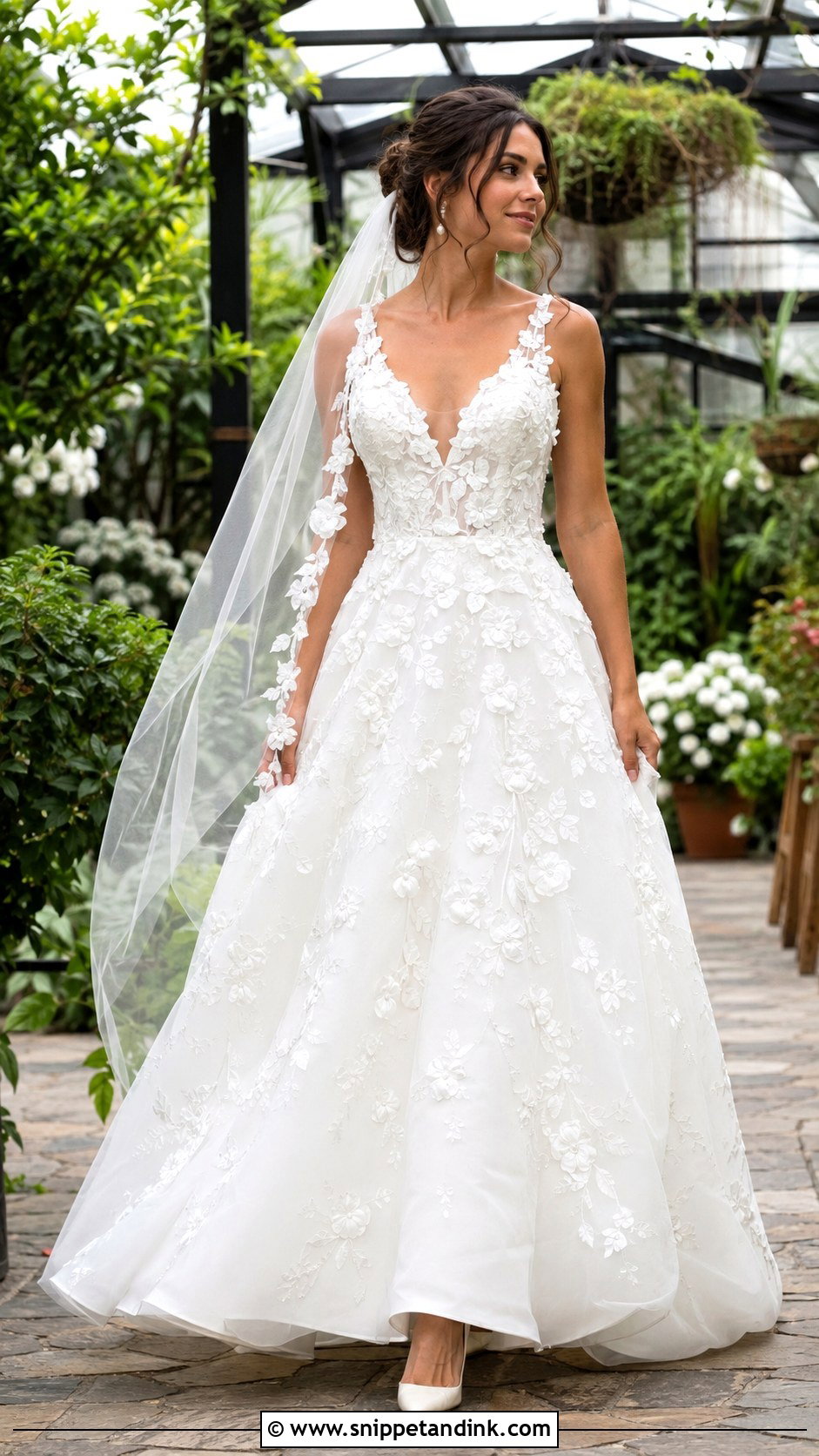 Demetrios 3D Floral A Line Wedding Dress - Snippet and Ink - 20 Demetrios Wedding Dress Ideas