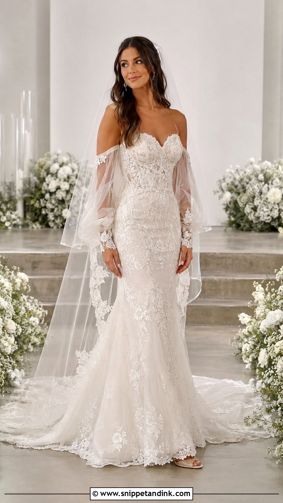 Demetrios Fit And Flare Wedding Dress With Sleeves - Snippet and Ink - 20 Demetrios Wedding Dress Ideas