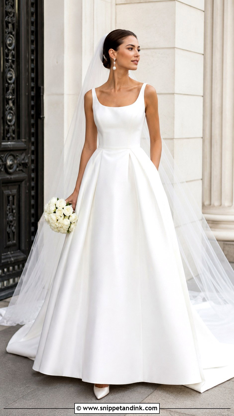 Demetrios Minimalist Mikado A Line Wedding Dress - Snippet and Ink - 20 Demetrios Wedding Dress Ideas
