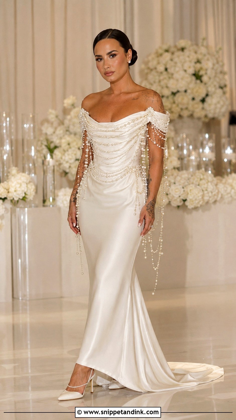 Demi Lovato Pearl Wedding Dress - Snippet and Ink - 20 Demi Lovato Wedding Dress Ideas