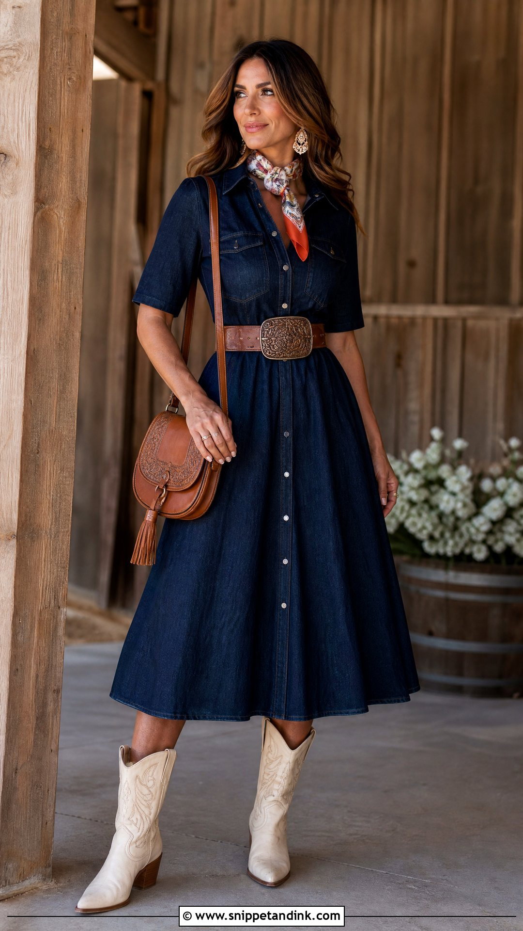 Denim Dress Western Wedding Outfit - Snippet and Ink - 20 Western Outfit for Wedding Ideas