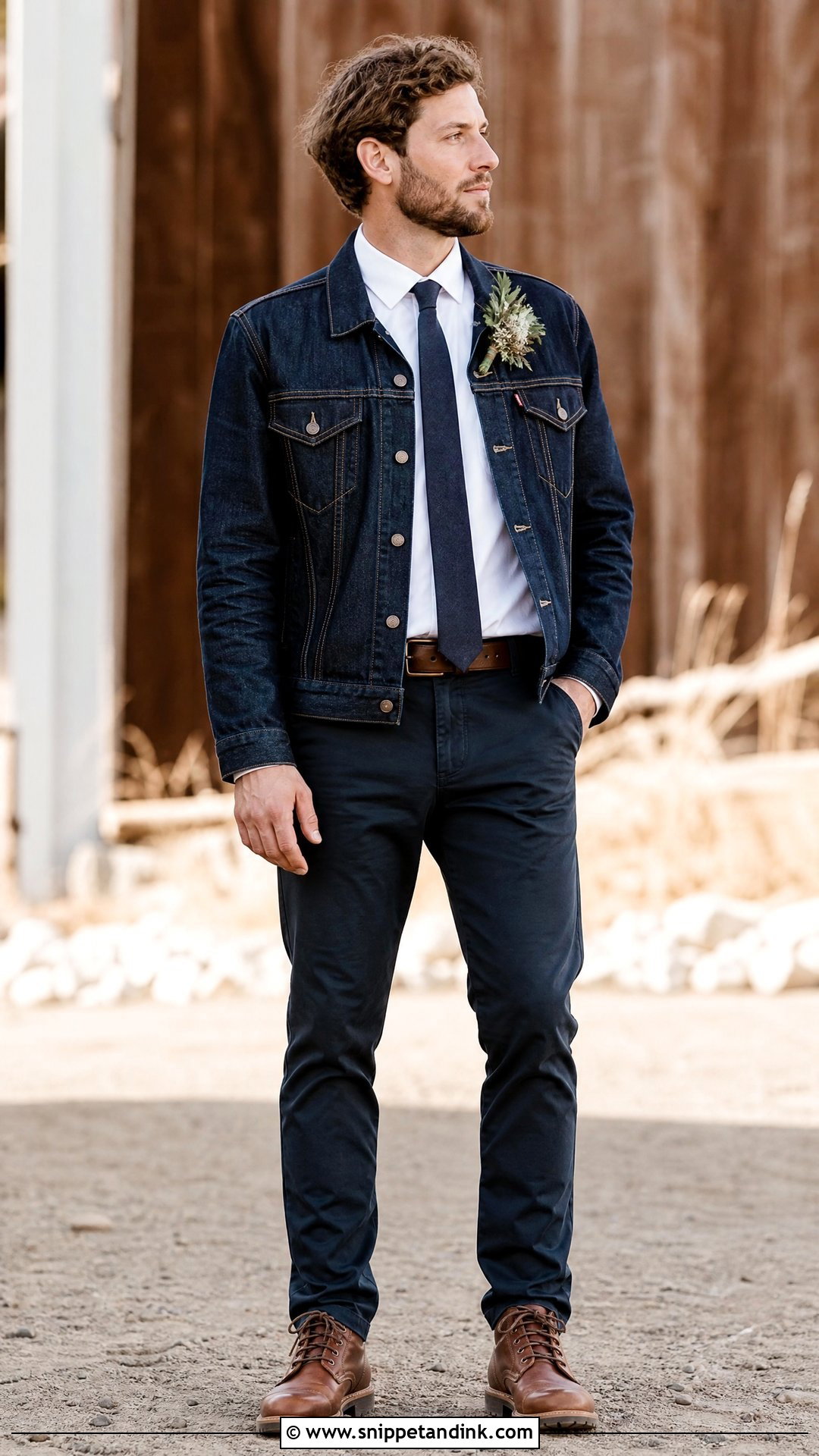 Denim Jacket Groomsman Outfit - Snippet and Ink - 25 Groomsman Outfits