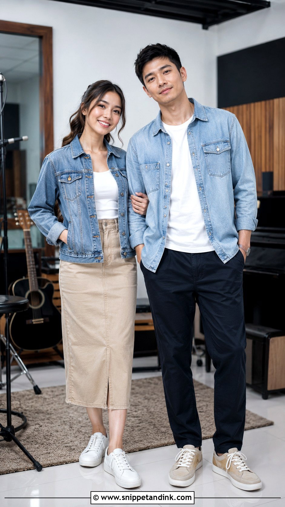 Denim Jacket Indoor Prewed Outfit - Snippet and Ink - 20 Prewed Casual Indoor Ideas