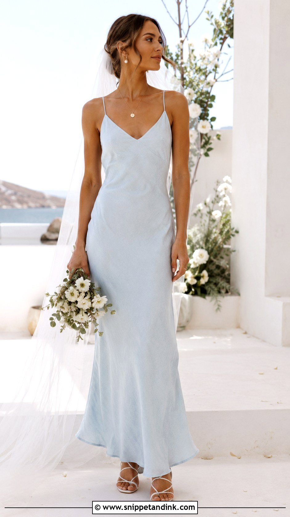 Denim Slip Wedding Dress With Strappy Heels - Snippet and Ink - 25 Denim Wedding Dresses