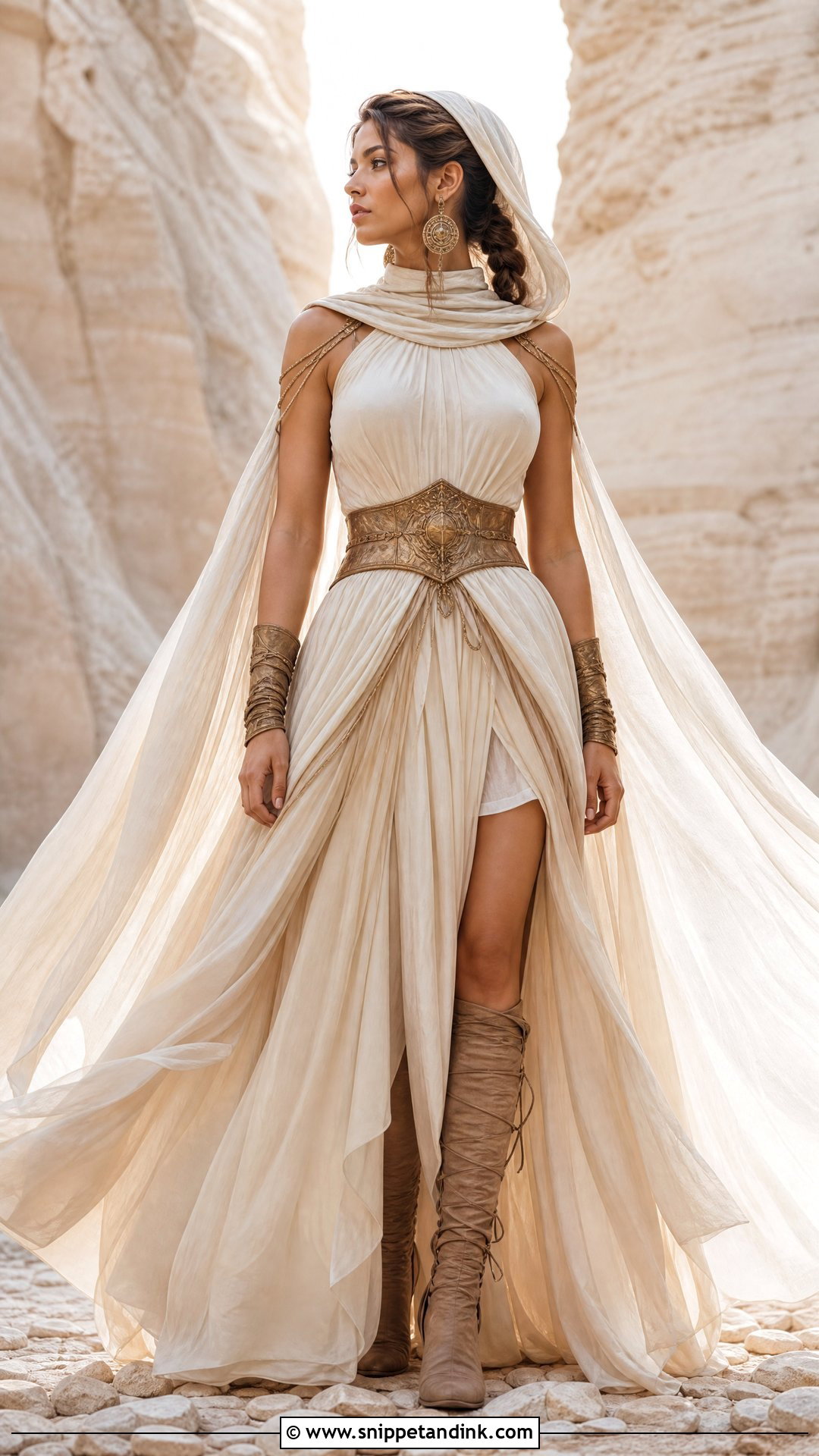Desert Warrior Wedding Dress With Bronze Details - Snippet and Ink - 20 Warrior Wedding Dress Ideas