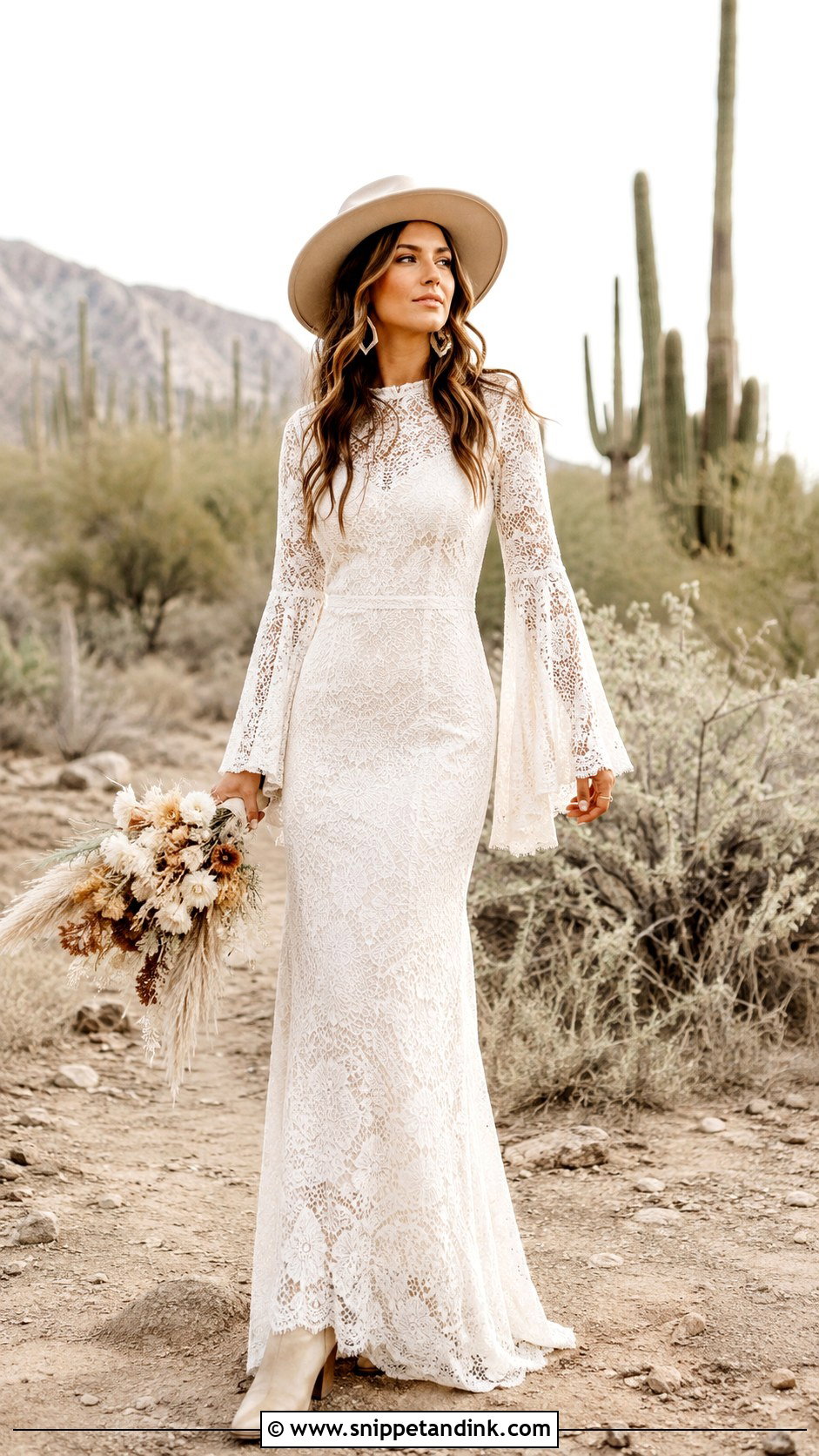 Desert Wedding Dress With Bell Sleeves - Snippet and Ink - 20 Desert Wedding Dress Ideas