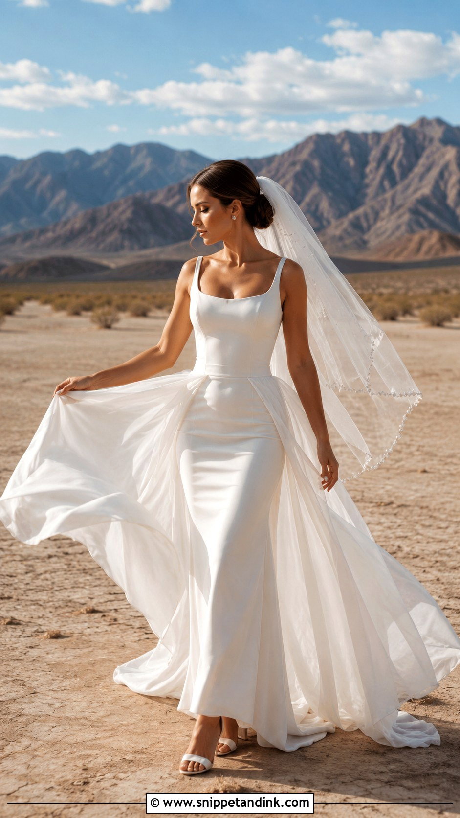 Desert Wedding Dress With Detachable Train - Snippet and Ink - 20 Desert Wedding Dress Ideas