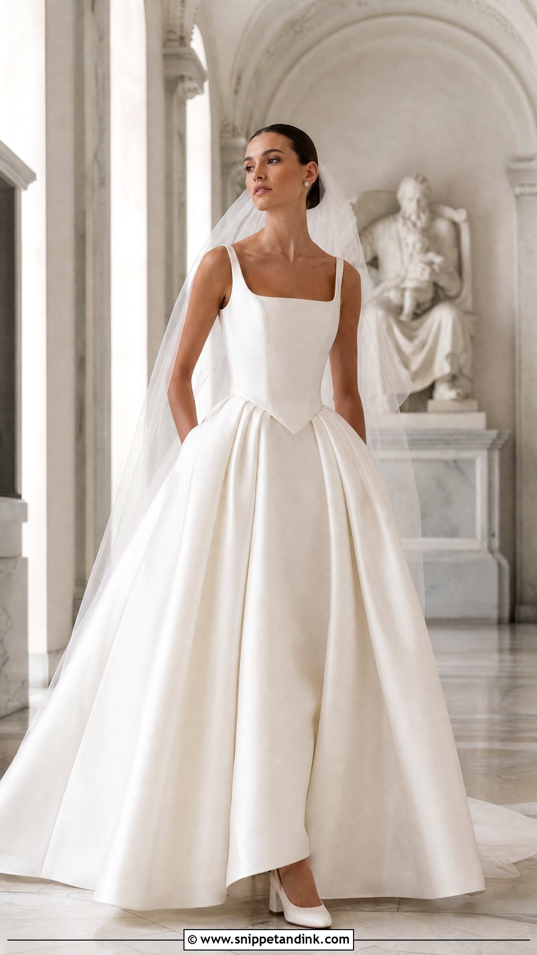 Designer Basque Waist Bridal Gown - Snippet and Ink - 25 Designer Bridal Gowns