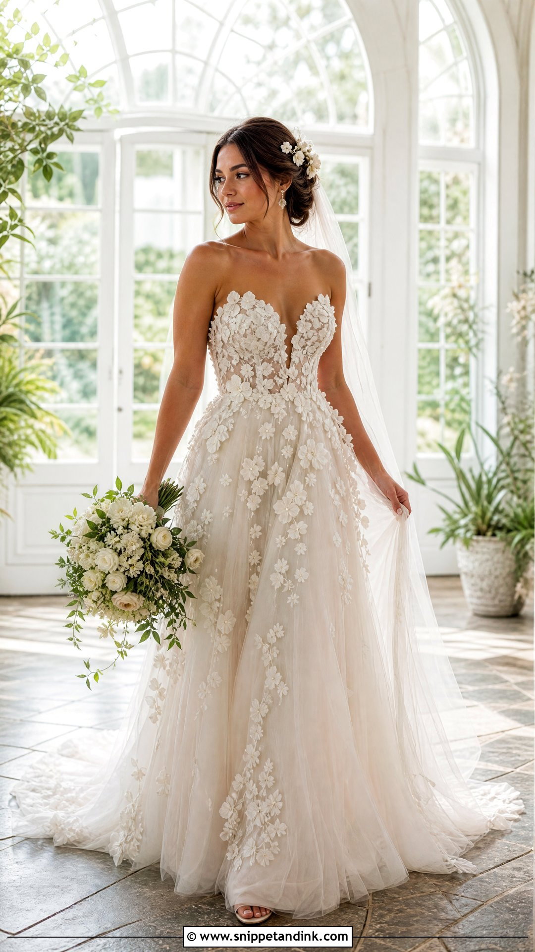 Designer Floral Applique Bridal Gown - Snippet and Ink - 25 Designer Bridal Gowns