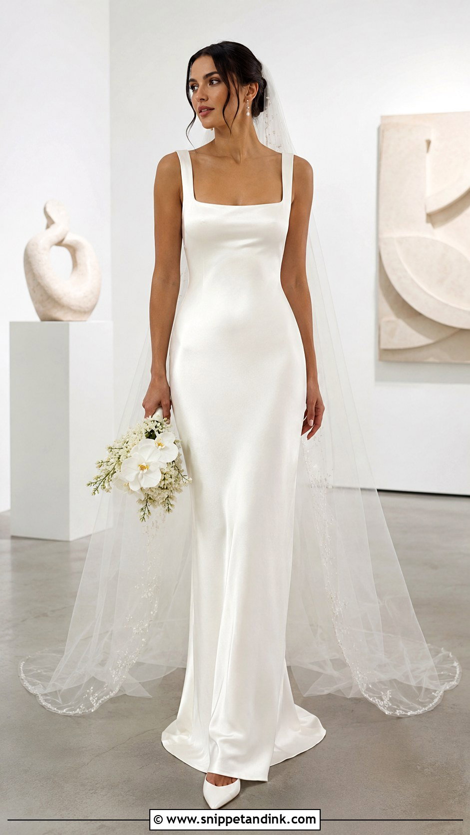Designer Satin Column Wedding Dress - Snippet and Ink - 25 Designer Wedding Gowns