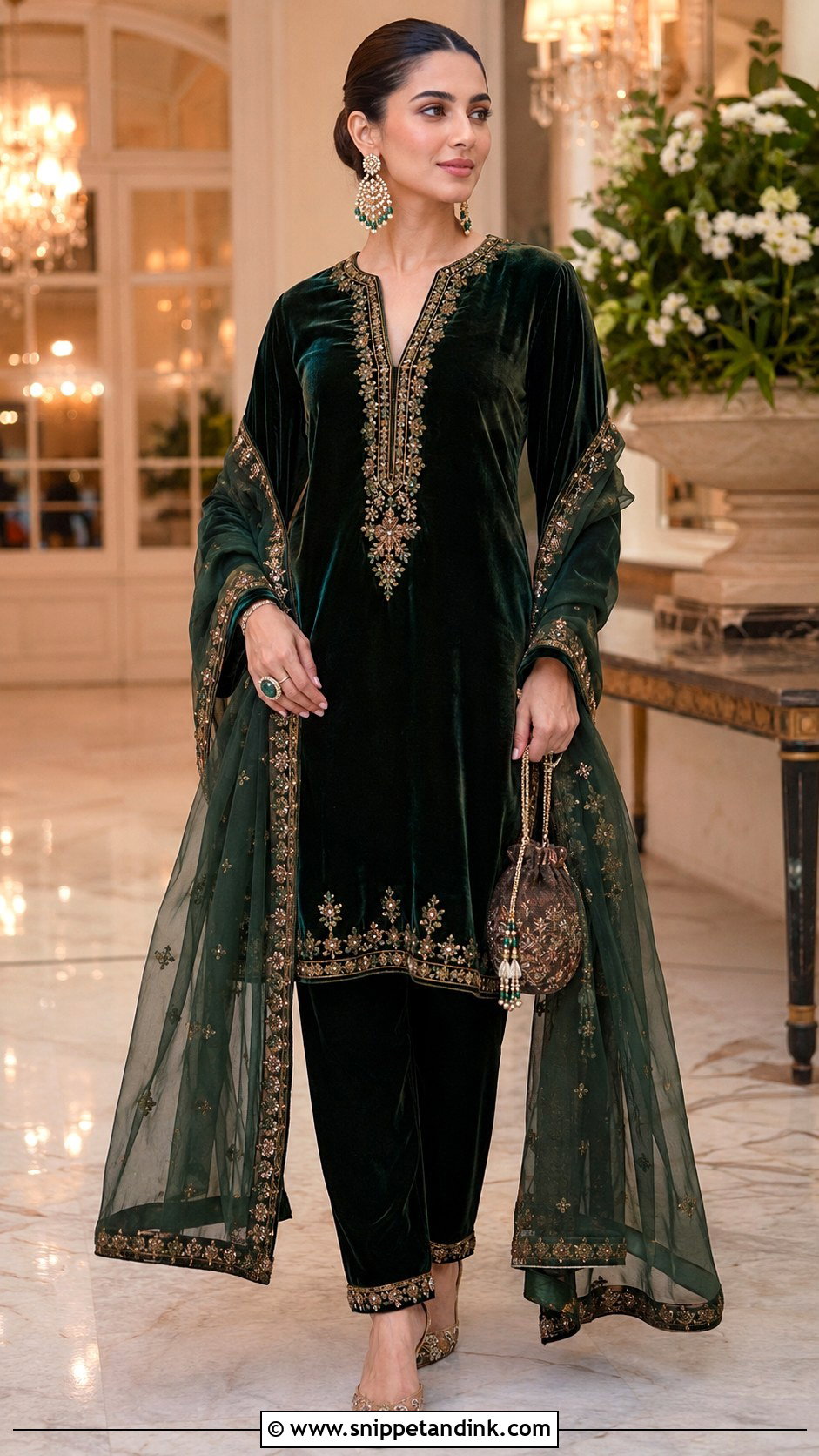 Designer Velvet Suit for Winter Indian Wedding - Snippet and Ink - 20 Designer Suits for Women Indian Wedding
