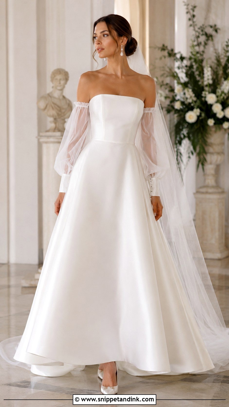 Detachable Balloon Sleeve Wedding Dress - Snippet and Ink - 20 Balloon Sleeve Wedding Dress Ideas