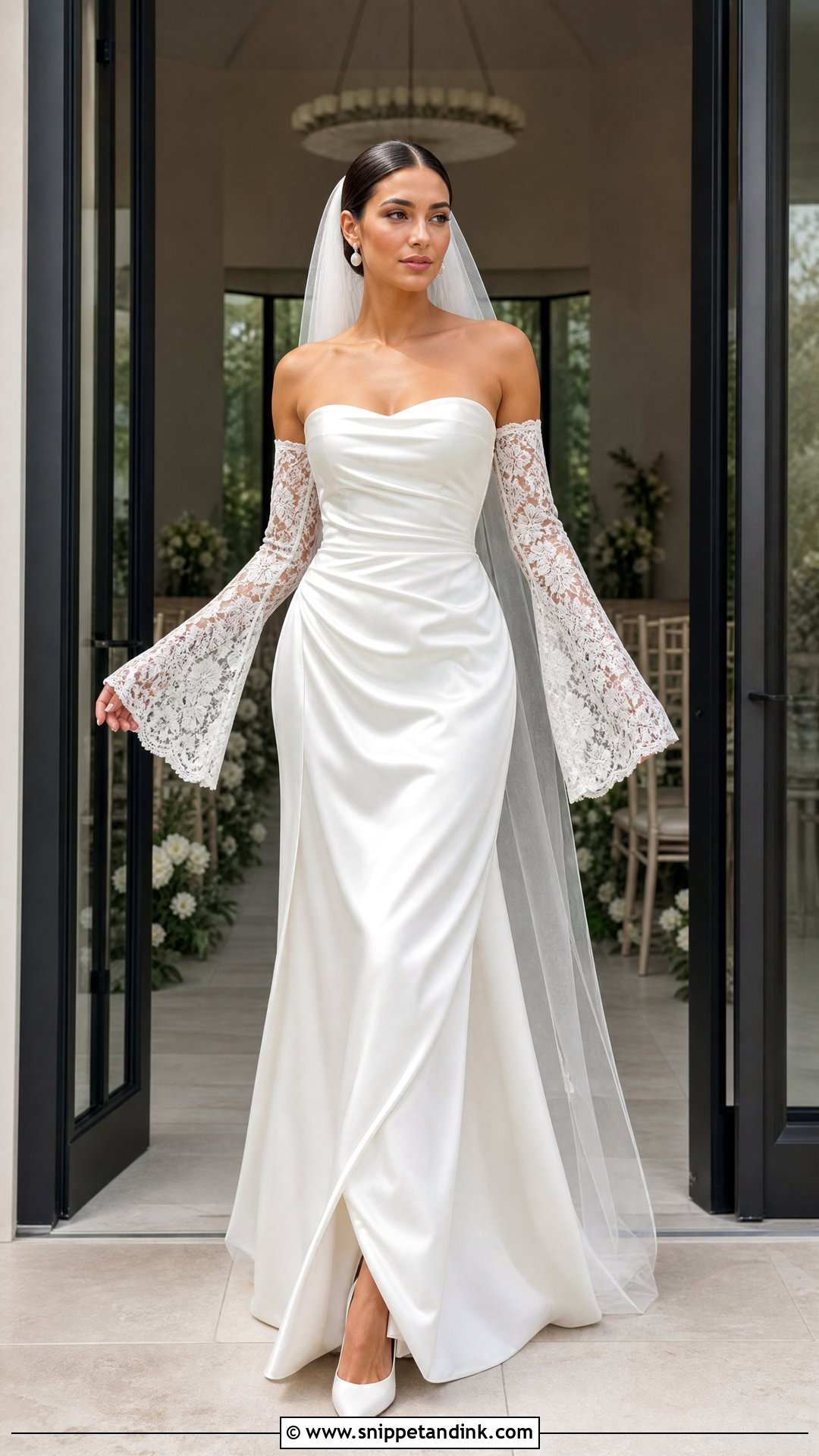 Detachable Bell Sleeve Wedding Dress - Snippet and Ink - 20 Wedding Dress with Bell Sleeves