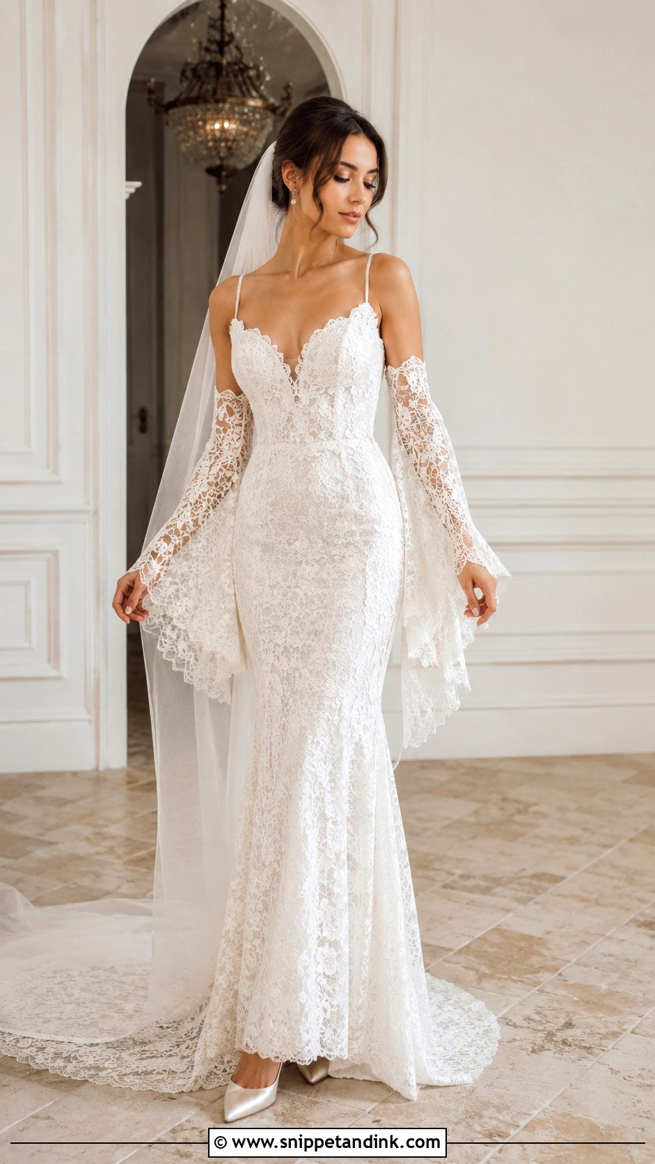 Detachable Bell Sleeves Wedding Dress - Snippet and Ink - 25 Detachable Sleeves Wedding Dress