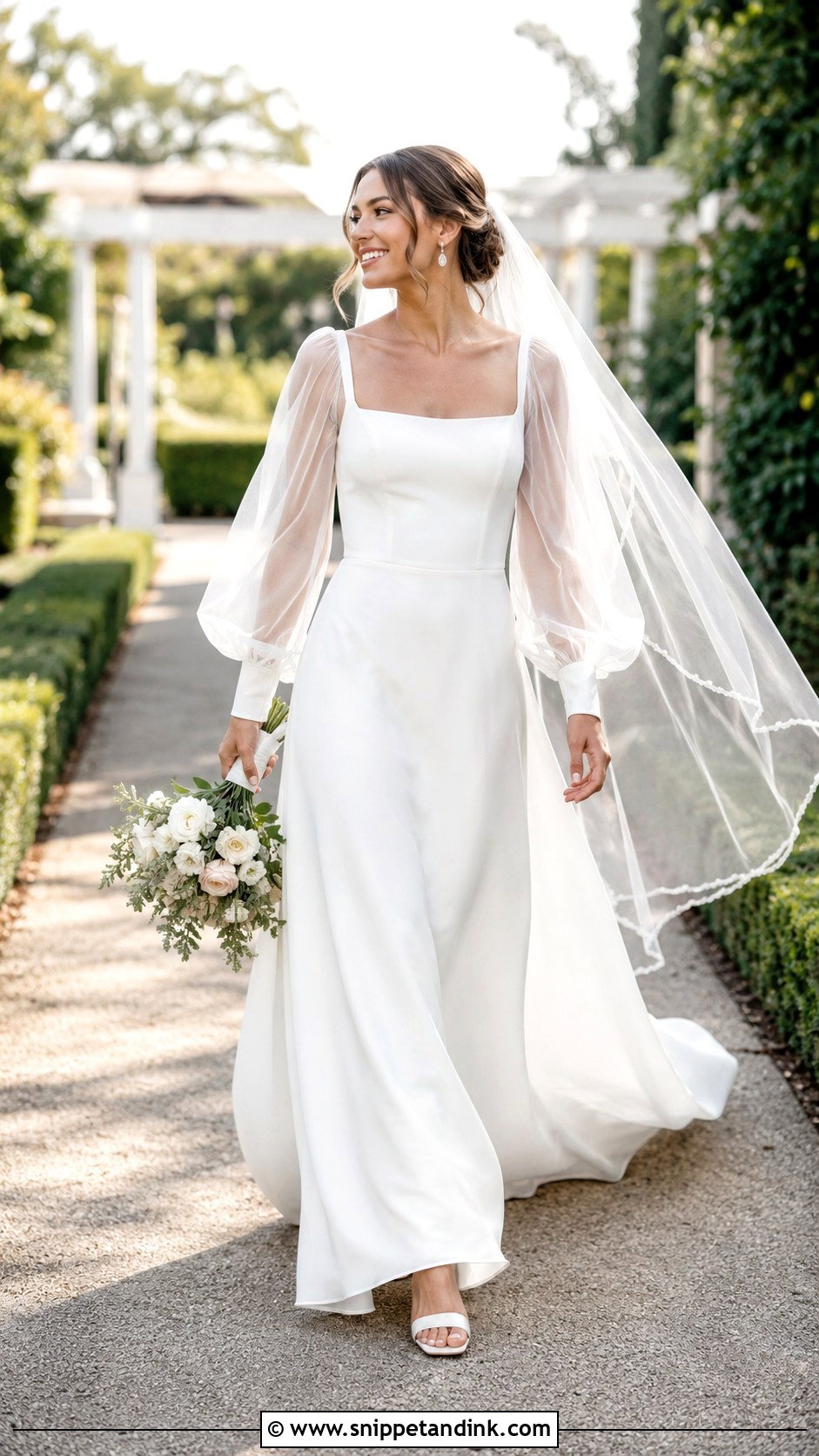 Detachable Bishop Bridal Sleeves With A Line Wedding Dress - Snippet and Ink - 20 Bridal Sleeves Detachable
