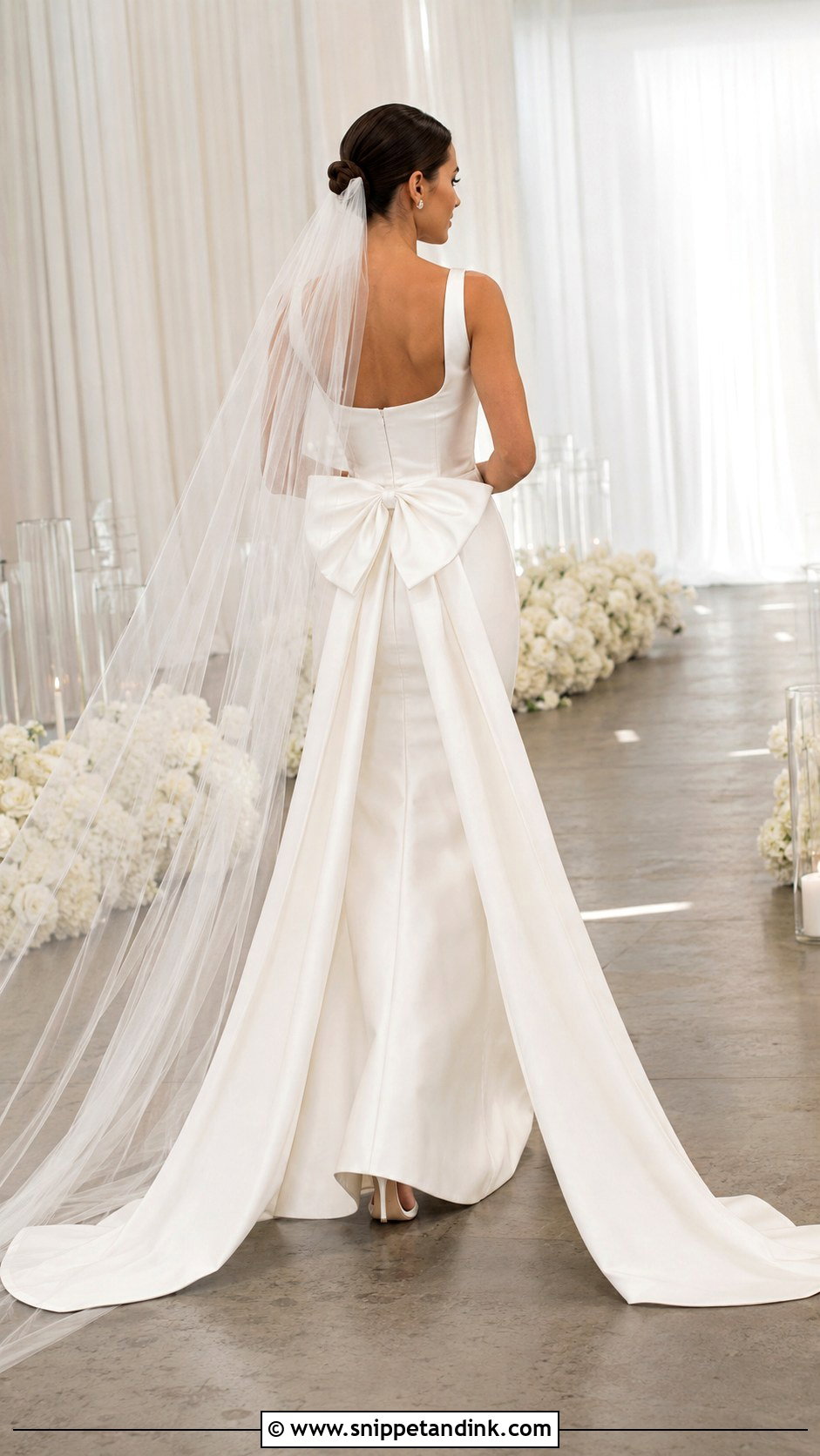 Detachable Bow Train Wedding Dress - Snippet and Ink - 20 Big Bow Wedding Dress Ideas