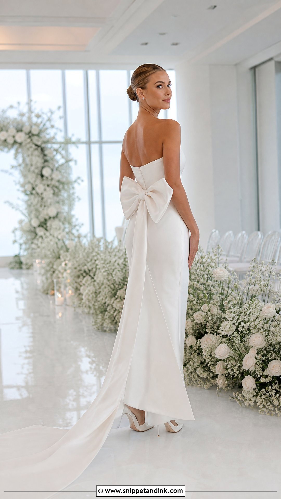 Detachable Bow Train Wedding Dress - Snippet and Ink - 20 Ribbon Wedding Dress Ideas