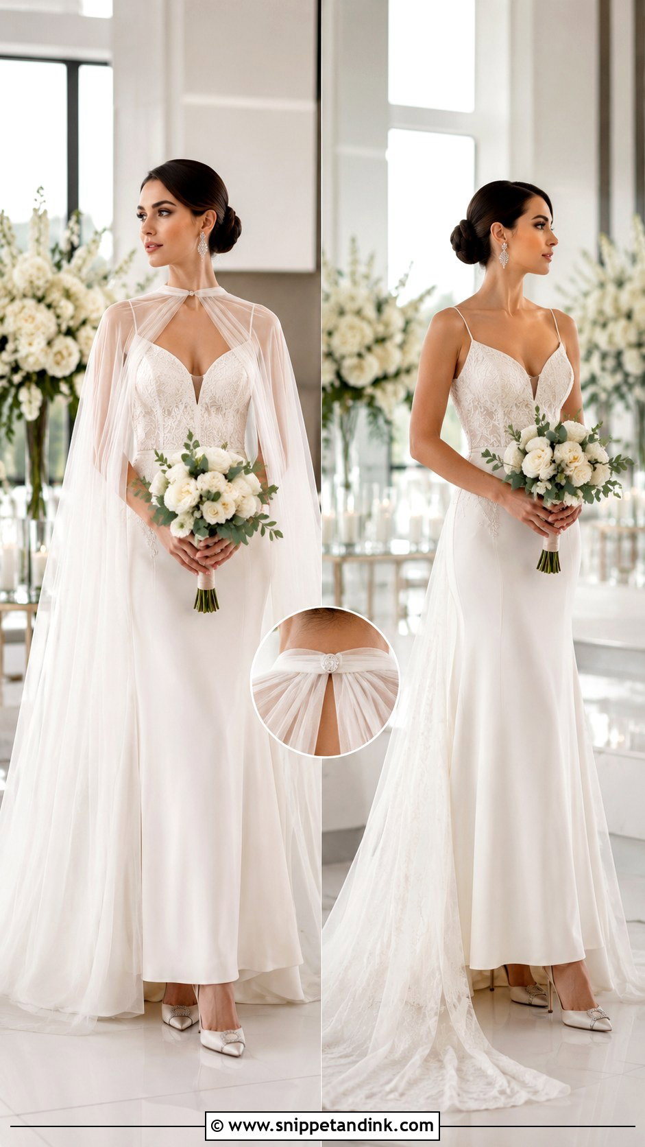 Detachable Bridal Cloak With Reception Dress - Snippet and Ink - 20 Bridal Cloak Ideas