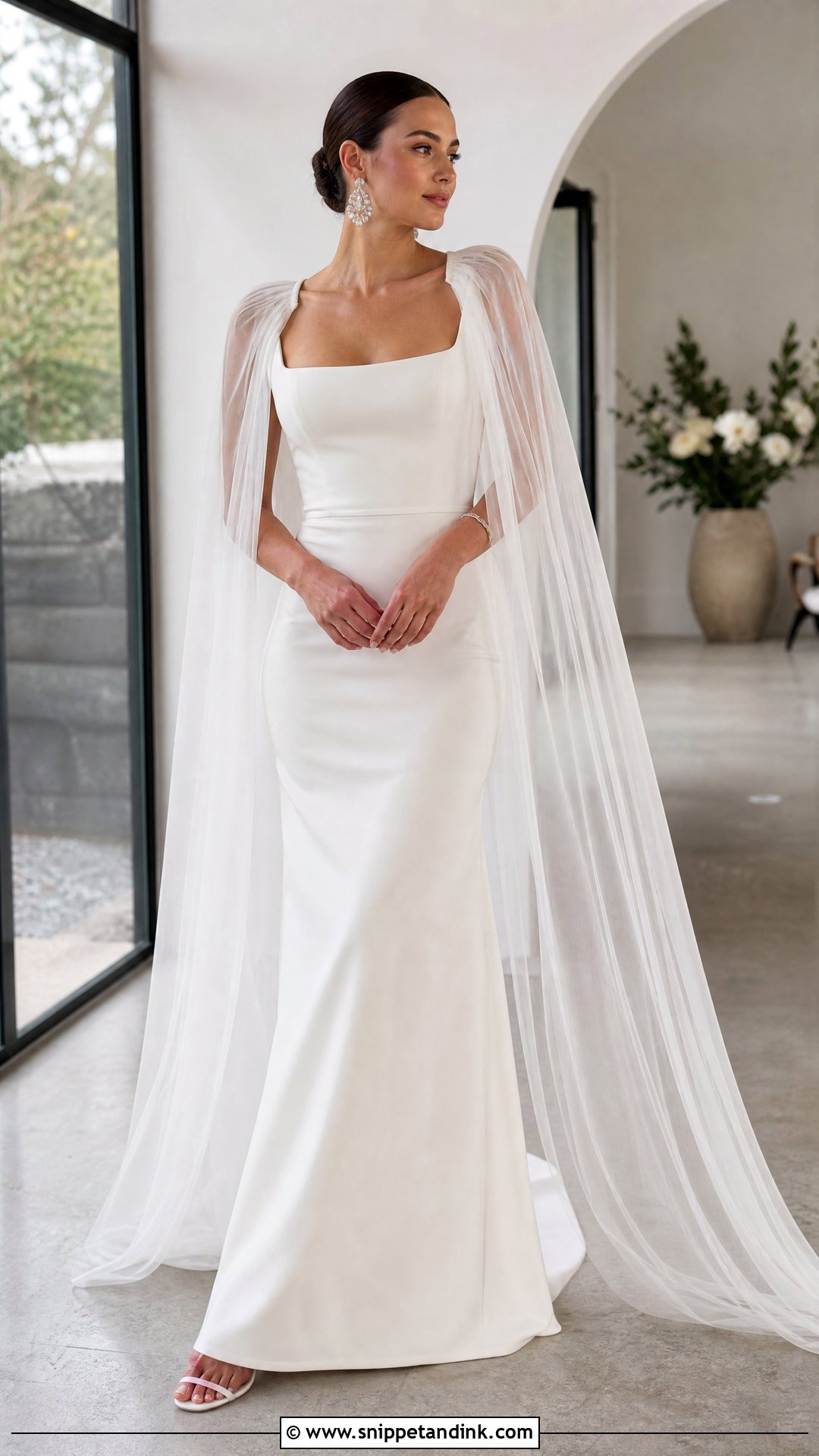 Detachable Bride Cape With Reception Wedding Dress - Snippet and Ink - 25 Bride Cape Ideas