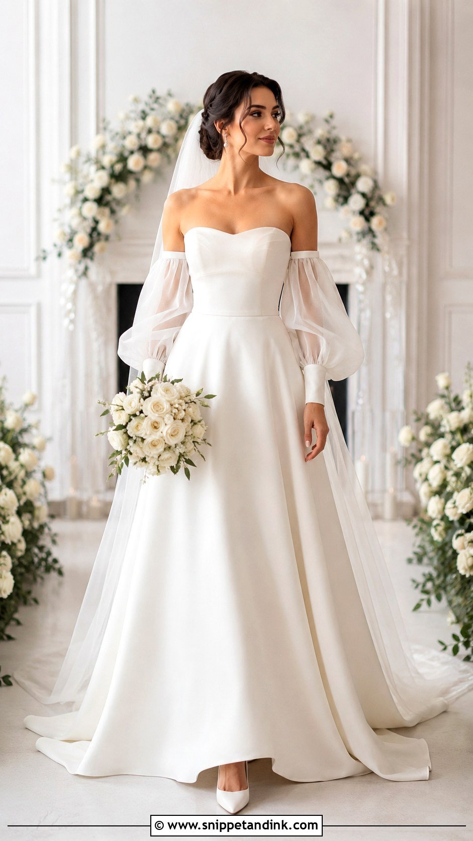 Detachable Bubble Sleeve Wedding Dress - Snippet and Ink - 20 Bubble Sleeve Wedding Dress Ideas