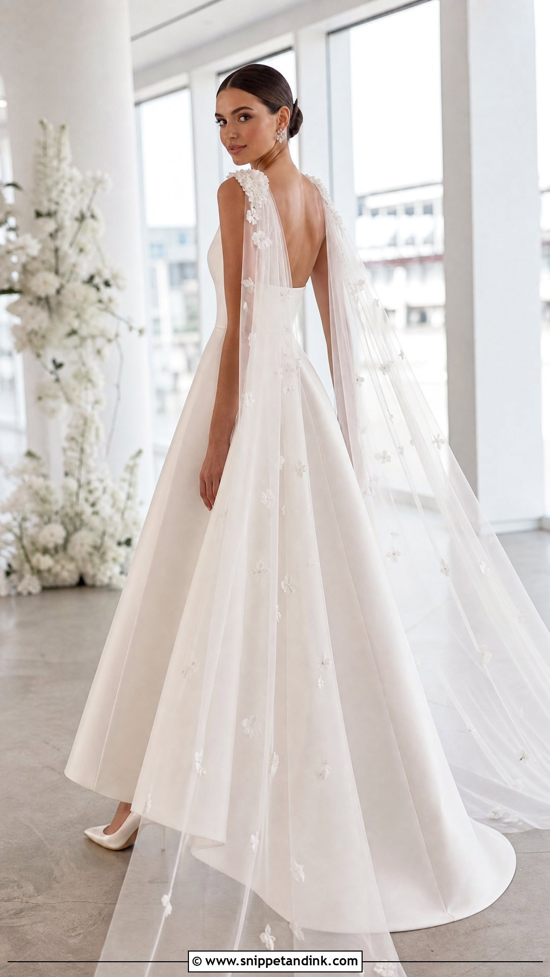 Detachable Cape Back Wedding Dress - Snippet and Ink - 20 Wedding Dresses Back Detail