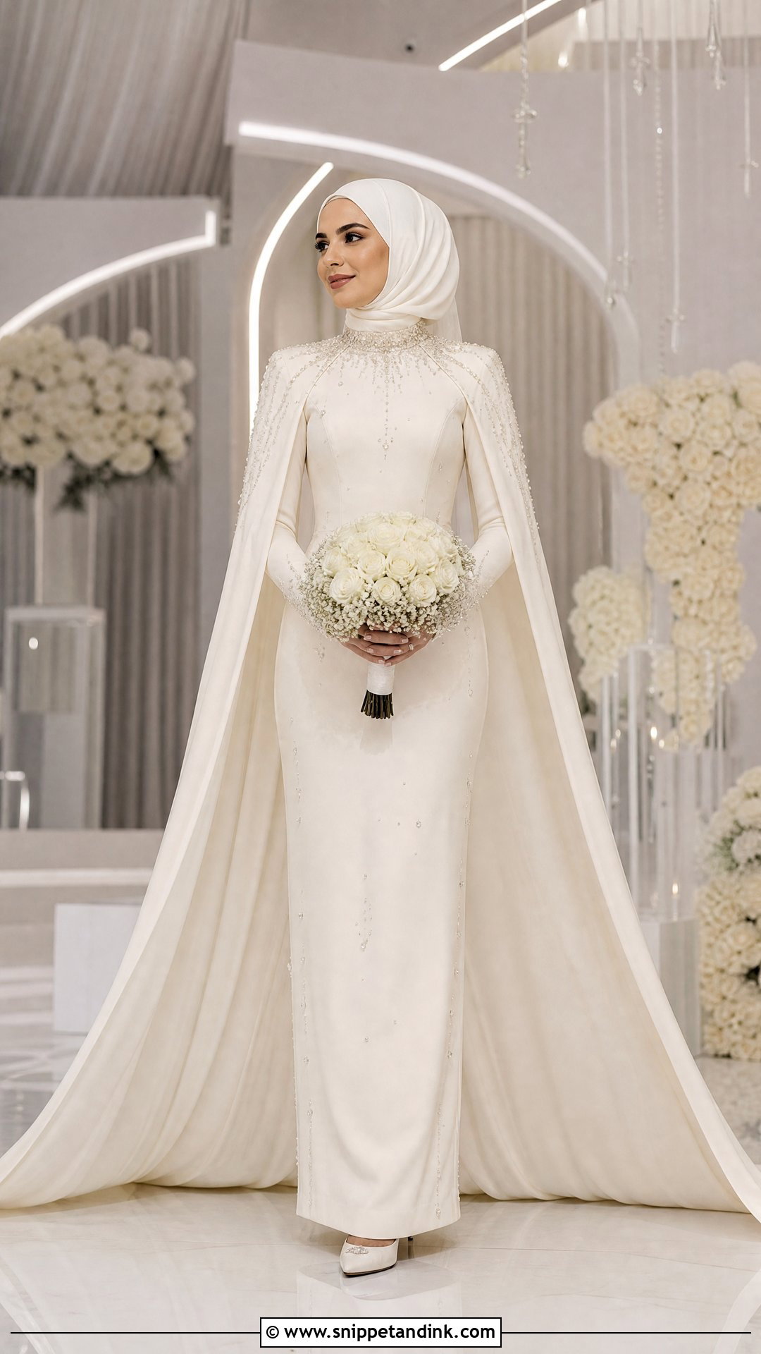 Detachable Cape Hijabi Wedding Dress - Snippet and Ink - 25 Simple Hijabi Wedding Dress Ideas