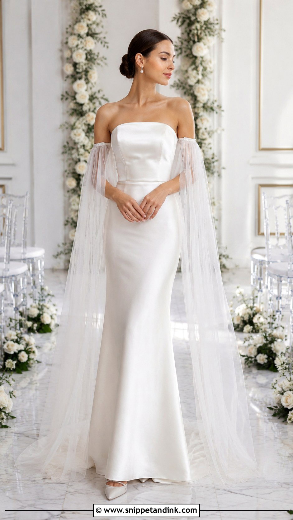 Detachable Cape Sleeve Wedding Dress - Snippet and Ink - 20 Cape Sleeve Wedding Dress Ideas