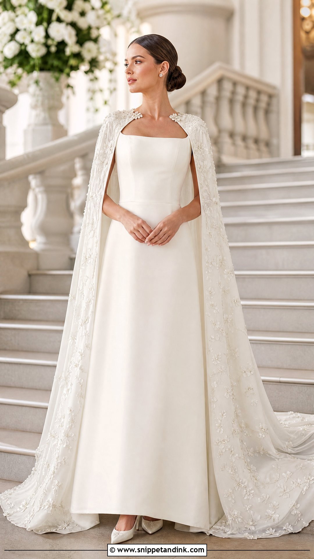 Detachable Cape Wedding Gown - Snippet and Ink - 20 Whimsical Wedding Gown Ideas