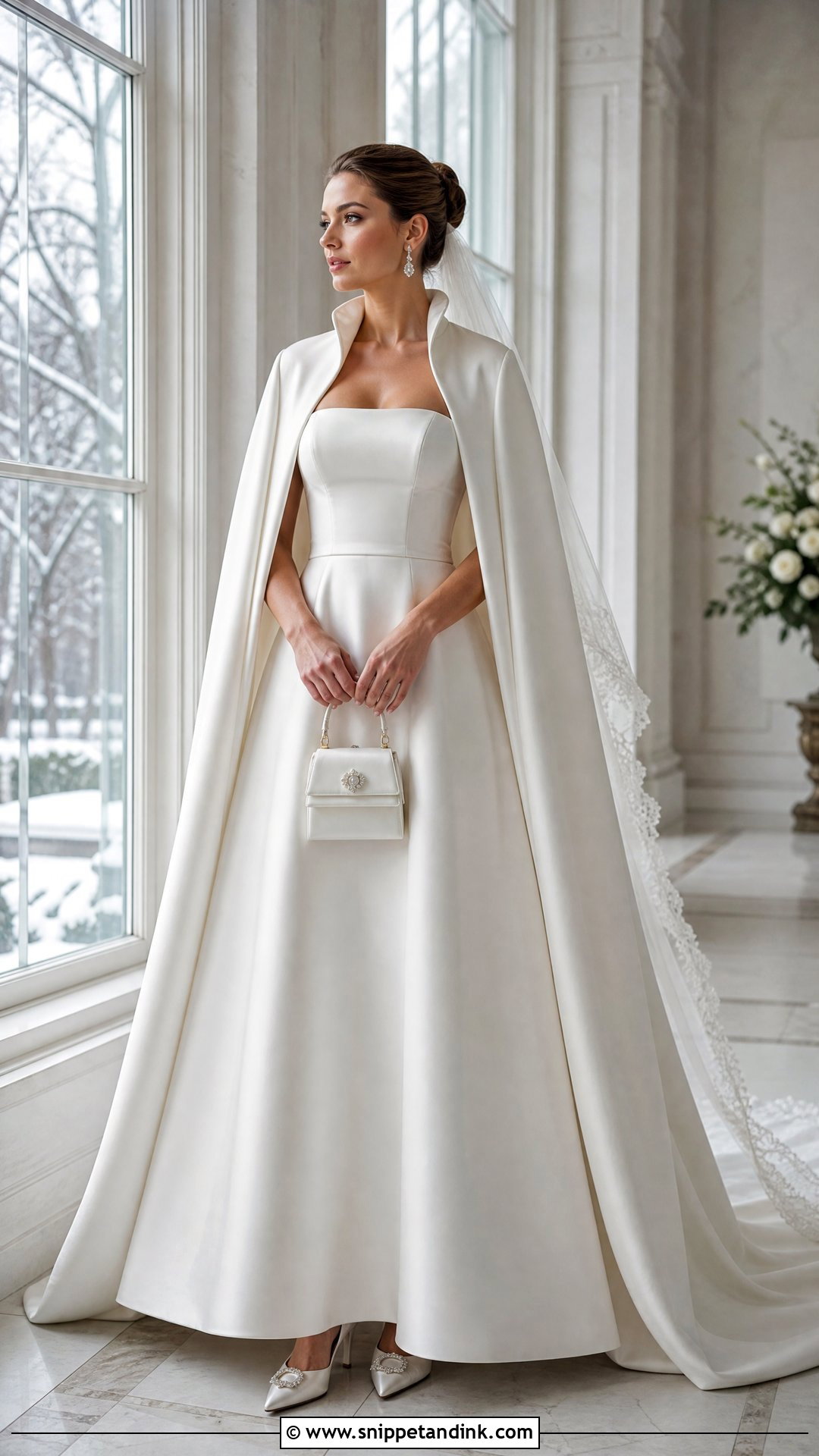 Detachable Cape Winter Bride Dress - Snippet and Ink - 20 Winter Bride Dress Ideas