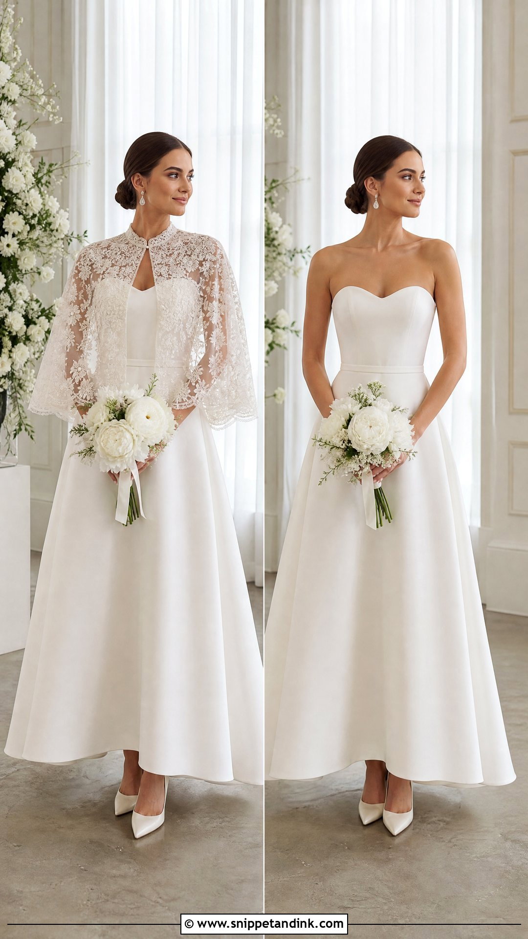 Detachable Capelet With Two Look Wedding Dress - Snippet and Ink - 20 Wedding Dress Capelet Ideas