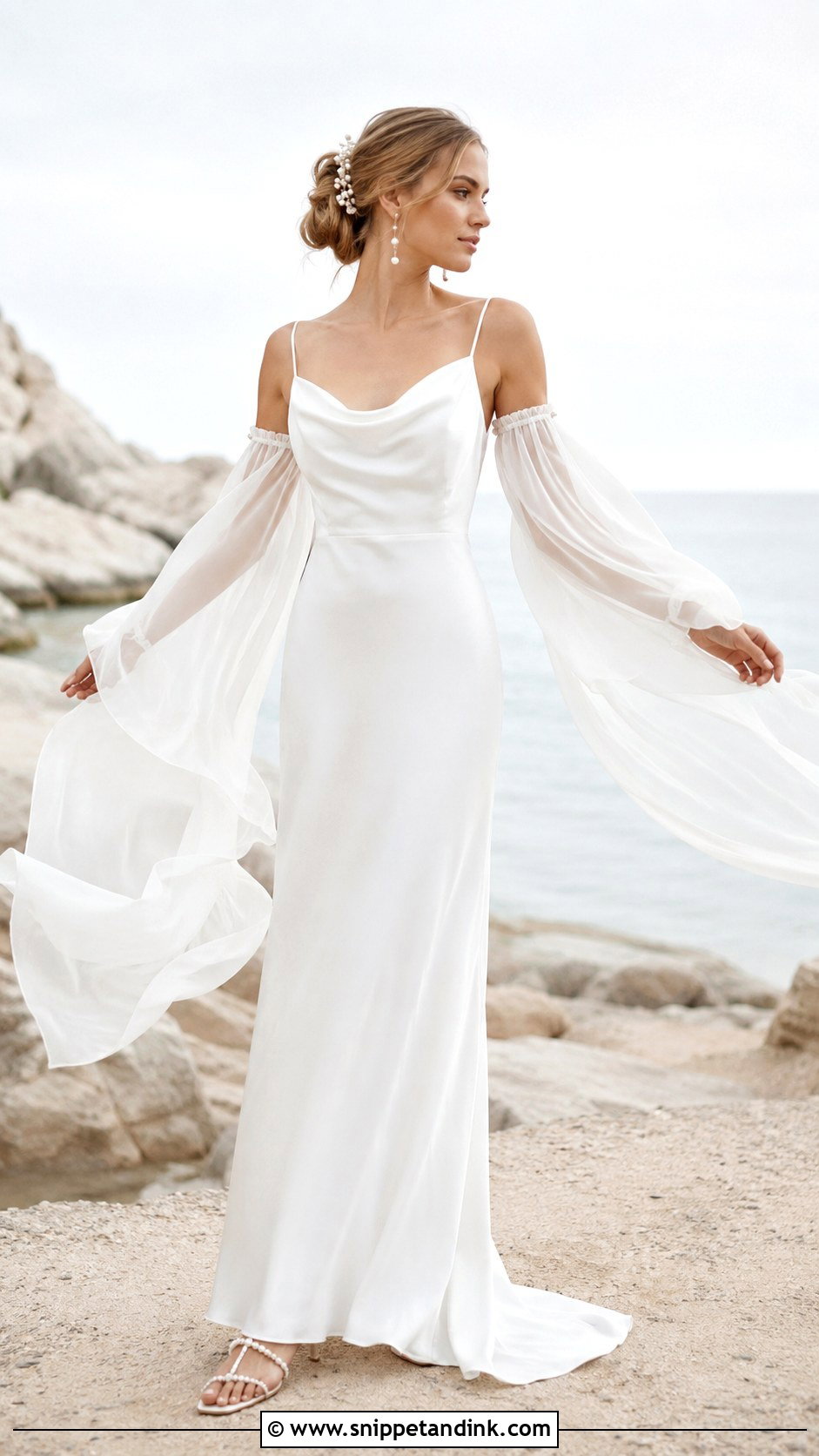 Detachable Chiffon Bridal Sleeves With Beach Wedding Dress - Snippet and Ink - 20 Bridal Sleeves Detachable