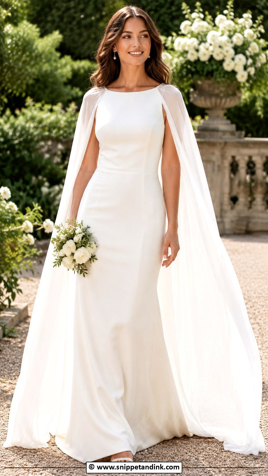 Detachable Chiffon Cape Wedding Dress - Snippet and Ink - 30 Detachable Wedding Dress Ideas
